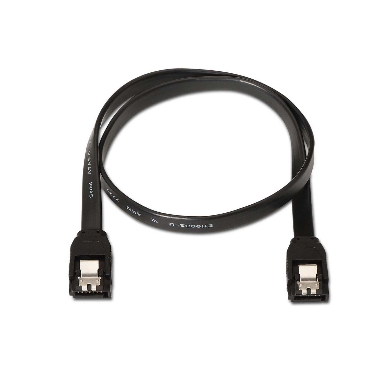 Aisens Câble SATA III Data 6G avec Ancrages - 0.5m pour Disque Dur SATA I - II - III SSD - Couleur Noir