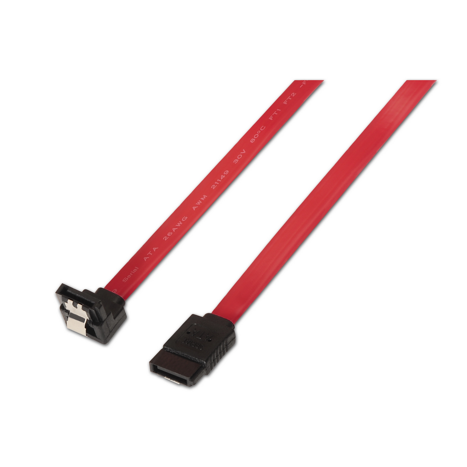 Aisens Câble SATA III Data 6G Data Coudé avec Ancrages - 0.5m pour Disque Dur SATA I - II - III SSD - Couleur Rouge