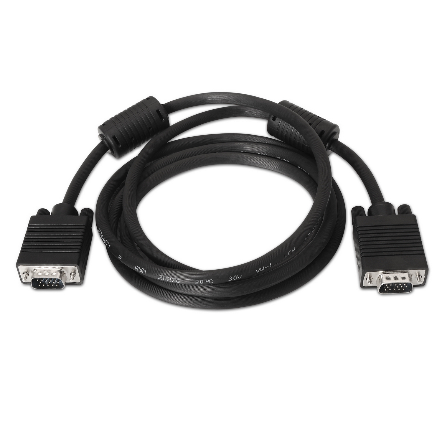 Aisens Câble SVGA avec Ferrite - HDB15/Mâle-HDB15/Mâle - 3.0m pour Moniteur - Télévision et Projecteur - Couleur Noir