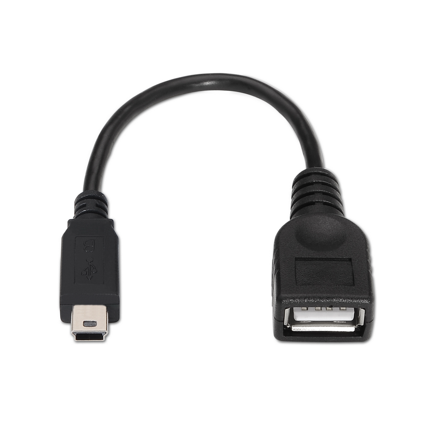 Aisens Câble USB 2.0 OTG - Type Mini B Mâle-A Femelle - 15cm - Couleur Noir