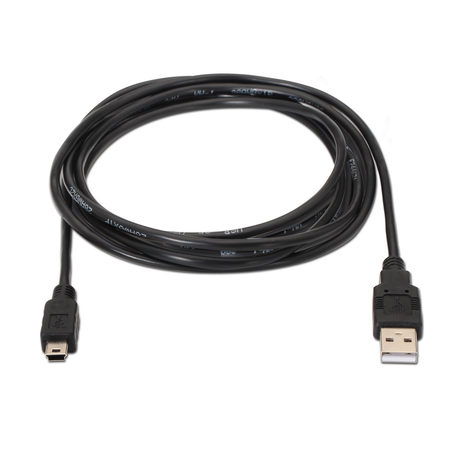 Aisens Câble USB 2.0 - Type A Mâle vers Mini B Mâle - 3.0m - Couleur Noir