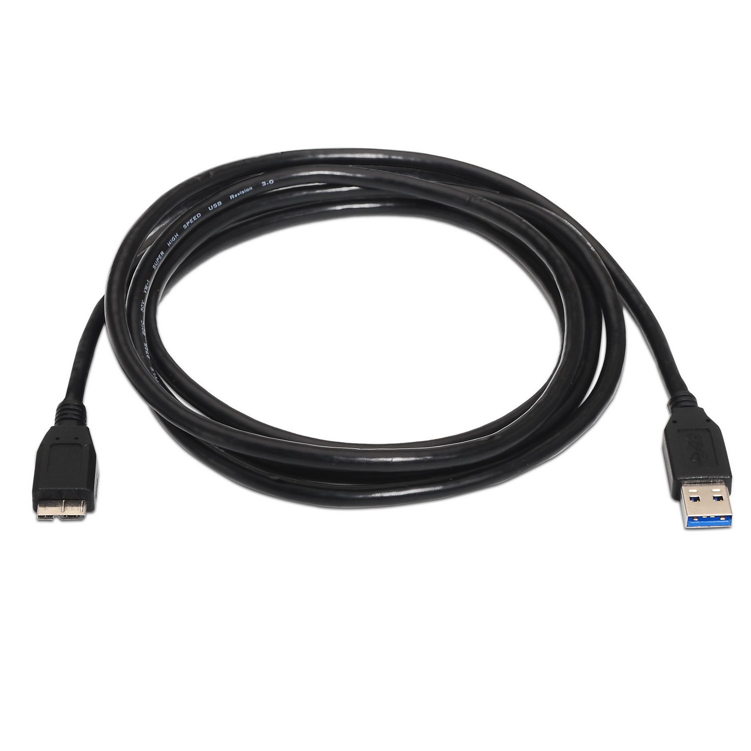 Aisens Câble USB 3.0 - Type A Mâle vers Micro B Mâle - 2.0m - Couleur Noir