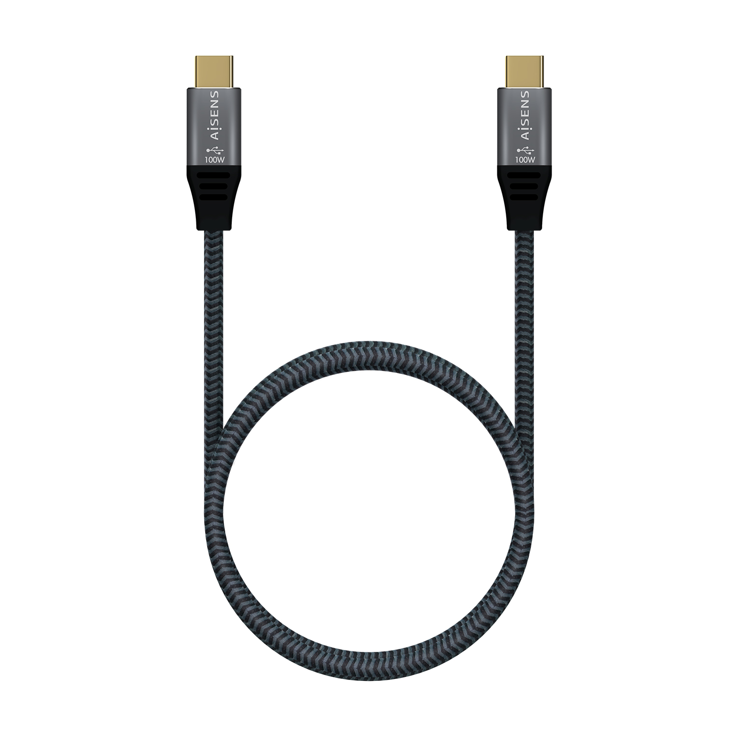 Aisens Câble USB 3.2 GEN2x2 Aluminium 20GBPS 5A 100W E-MARK - TYPEUSB-C/M-USB-C/M - 2.0M - Couleur Gris