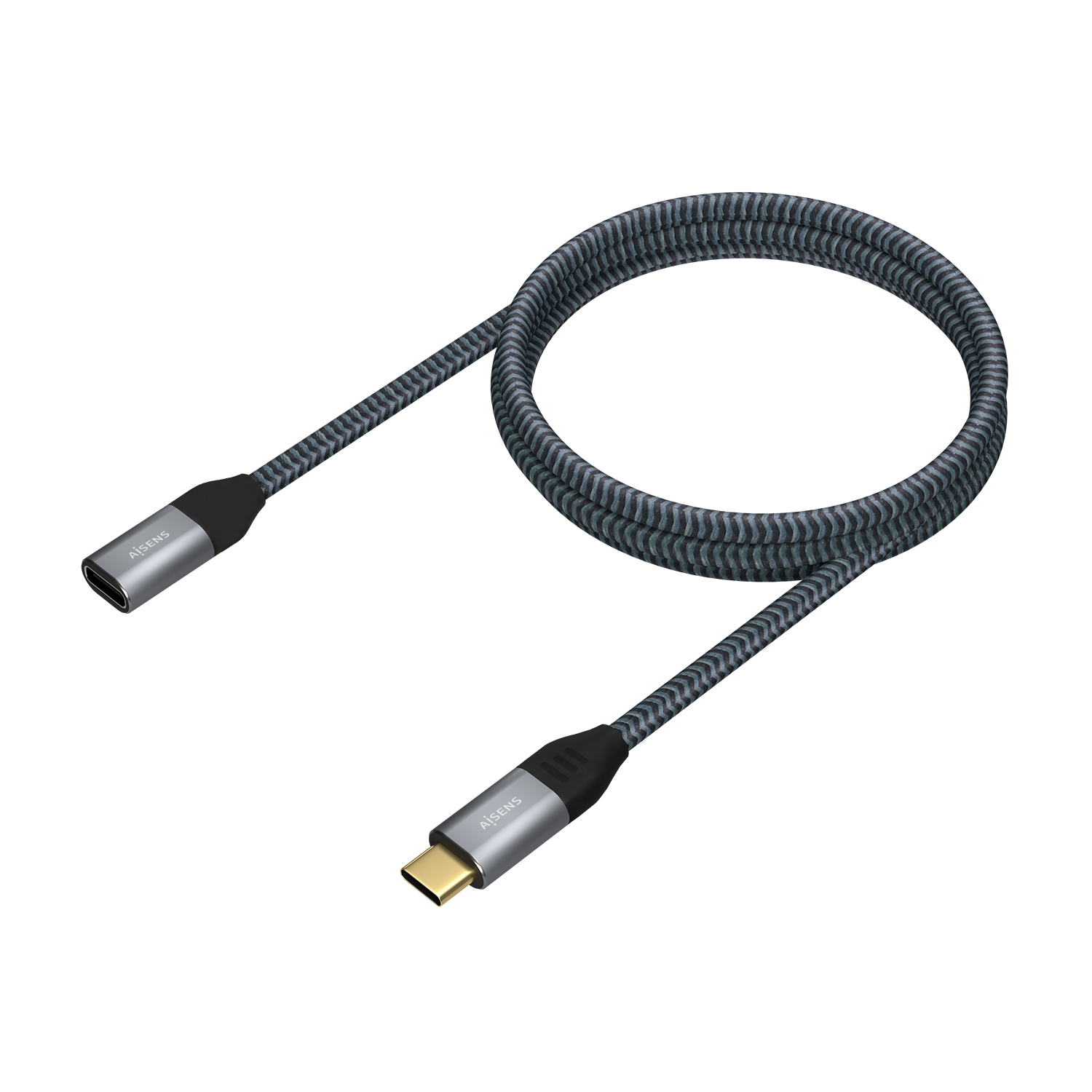Aisens Câble USB 3.2 GEN2x2 Aluminium 20GBPS 5A 100W - TYPEUSB-C/M-USB-C/H - 1.0M - Couleur Gris
