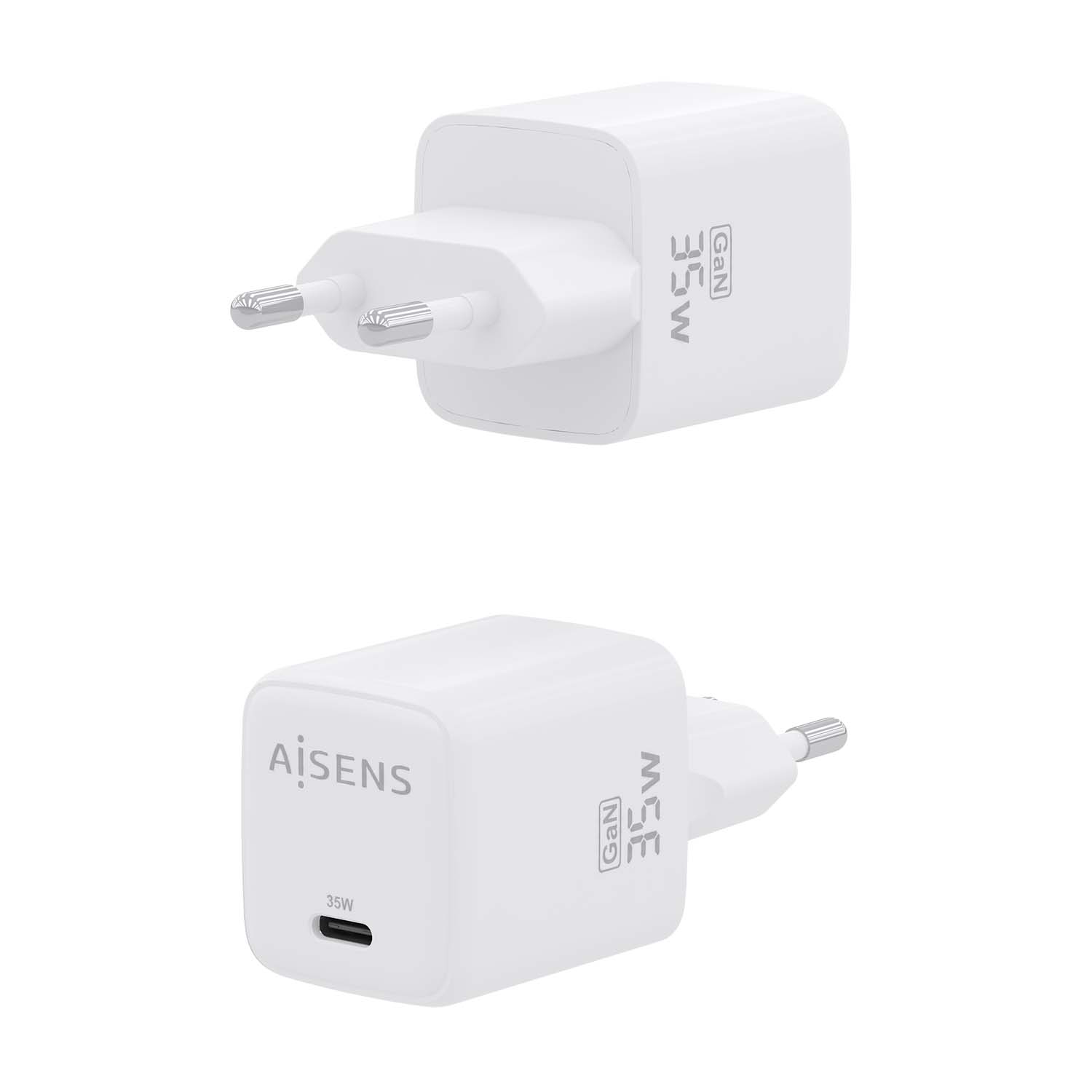 Aisens Chargeur Gan 35W - 1xUSB-C PD3.0 QC4.0 - Couleur Blanc