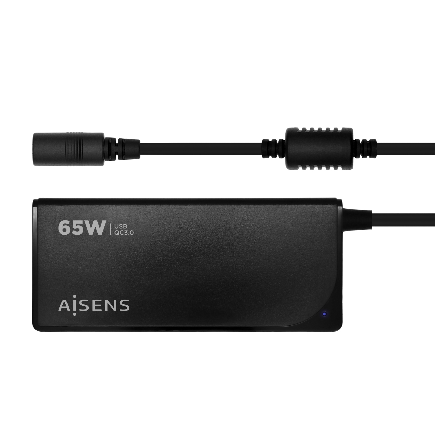 Aisens Chargeur Multitension Universel Automatique 65W pour Ordinateur Portable avec 9 Connecteurs + USB-A QC.3.0 - Couleur Noire