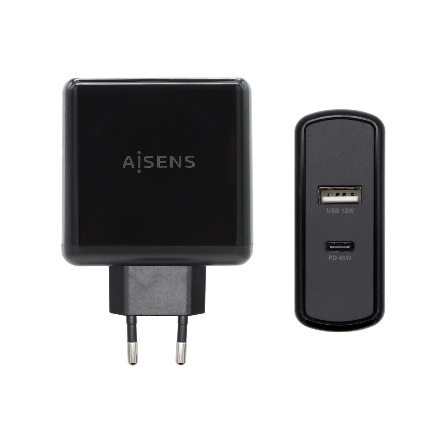 Aisens Chargeur pour Smartphone 57W 1x USB-C PD3.0 45W, 1x USB-A 5V/2.4A 12W
