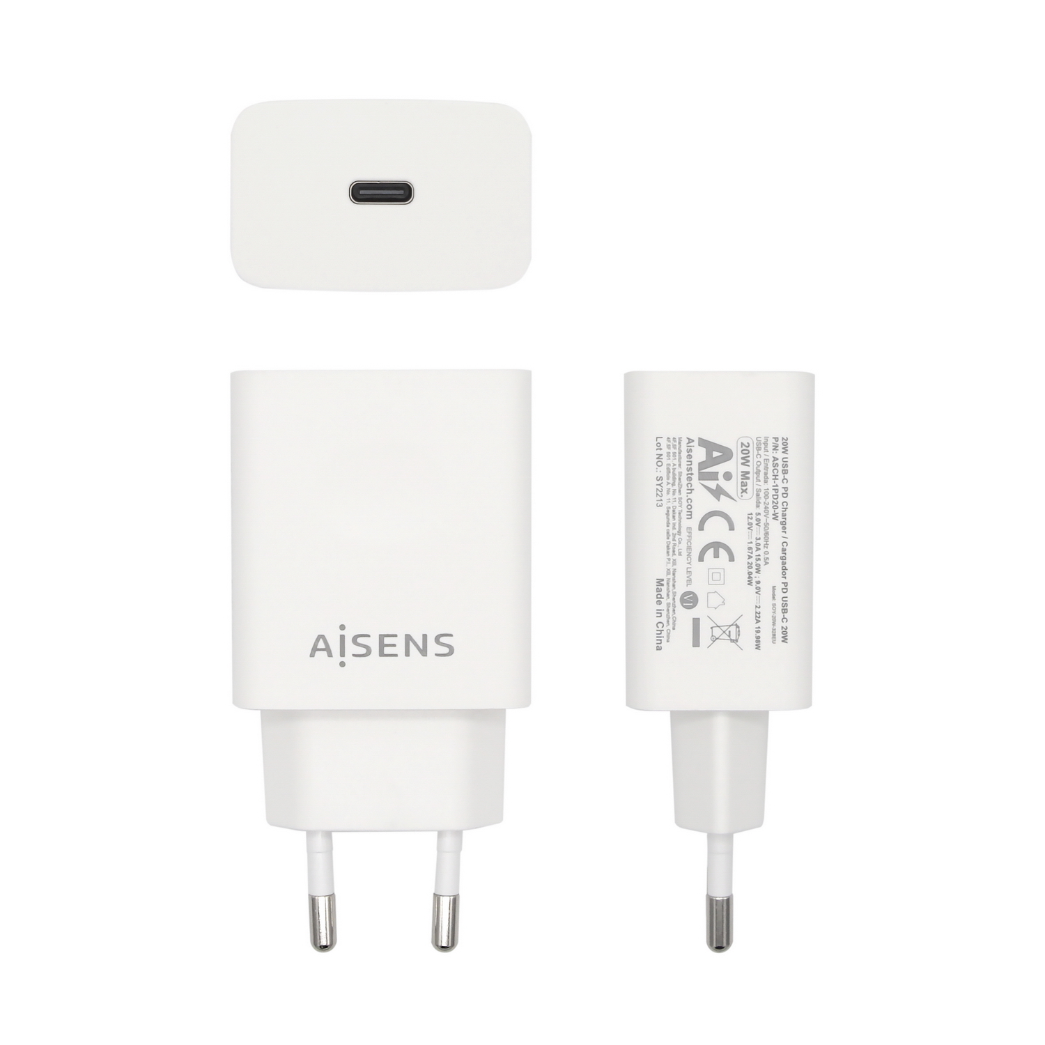 Aisens Chargeur pour Smartphone USB-C PD3.0 1x USB-C 20W