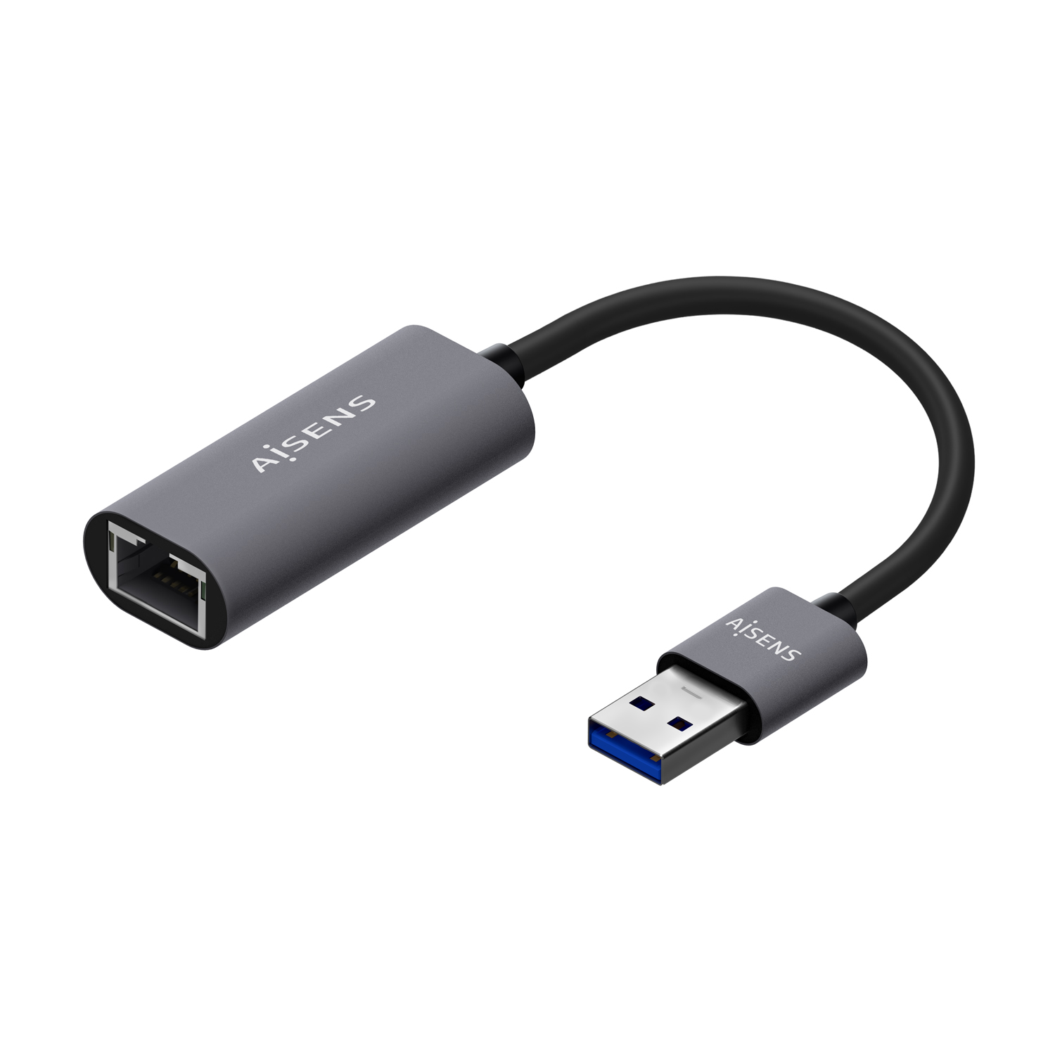 Aisens Convertisseur Ethernet Gigabit USB 3.0 vers 10/100/1000 Mbps - 15cm - Couleur Gris