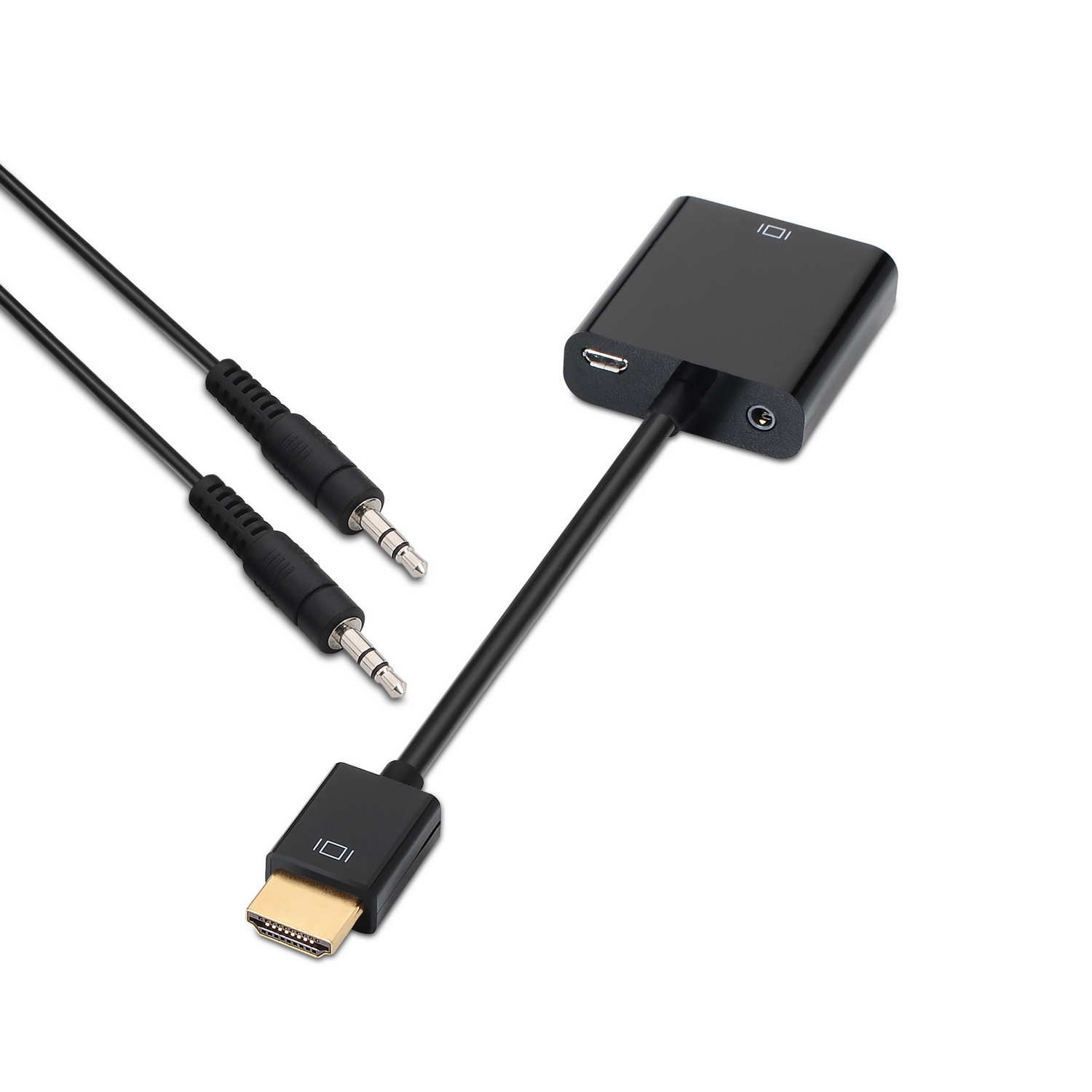 Aisens Convertisseur HDMI vers SVGA+Audio - HDMI A Mâle-SVGA Femelle+JACK 3.5/H - 10 cm+1.0m - Couleur Noir