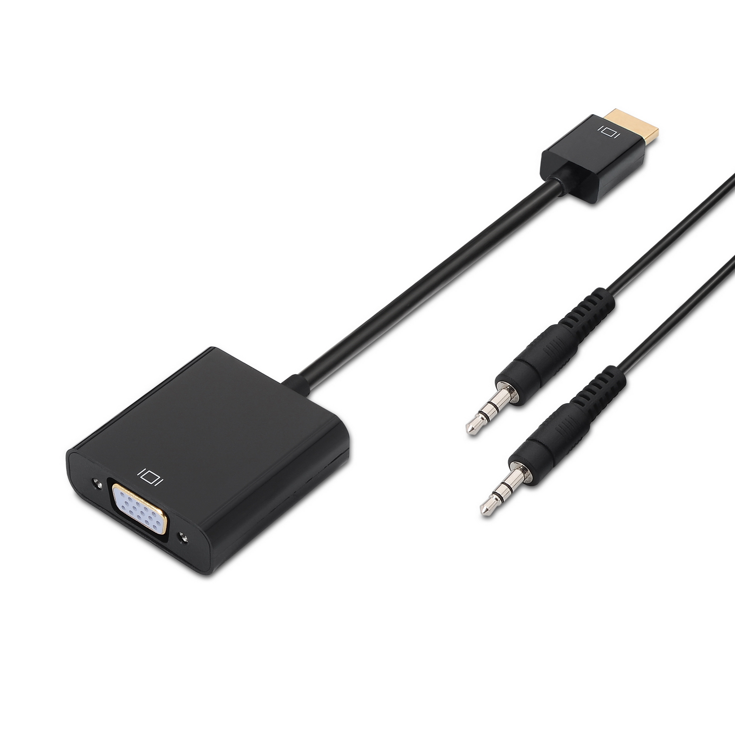 Aisens Convertisseur HDMI vers SVGA+Audio - HDMI A Mâle-SVGA Femelle+JACK 3.5/H - 10 cm+1.0m - Couleur Noir