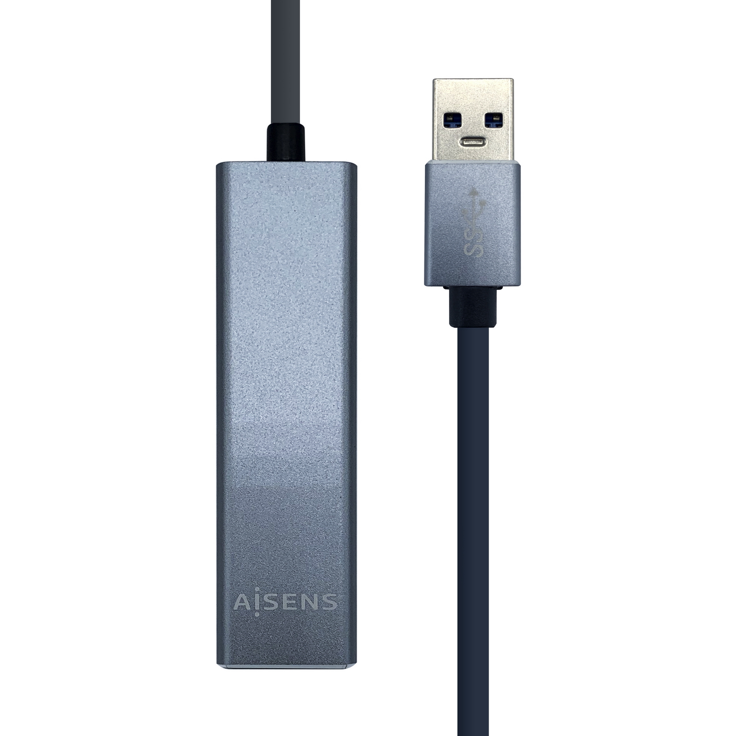 Aisens Convertisseur USB 3.0 vers Ethernet GIGABIT 10/100/1000 MBPS + HUB 3xUSB3.0 - 15cm - Couleur Gris