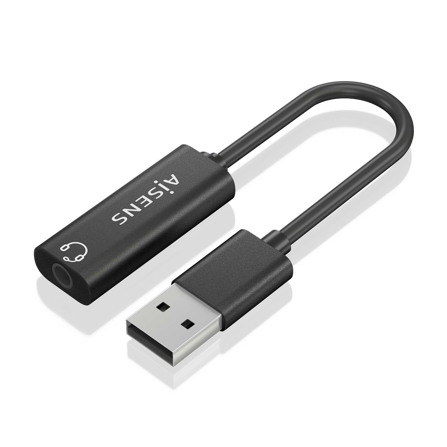 Aisens Convertisseur USB-A vers Audio 48KHz - USB-A/M-JACK 3.5/H - 10cm - Couleur Noir