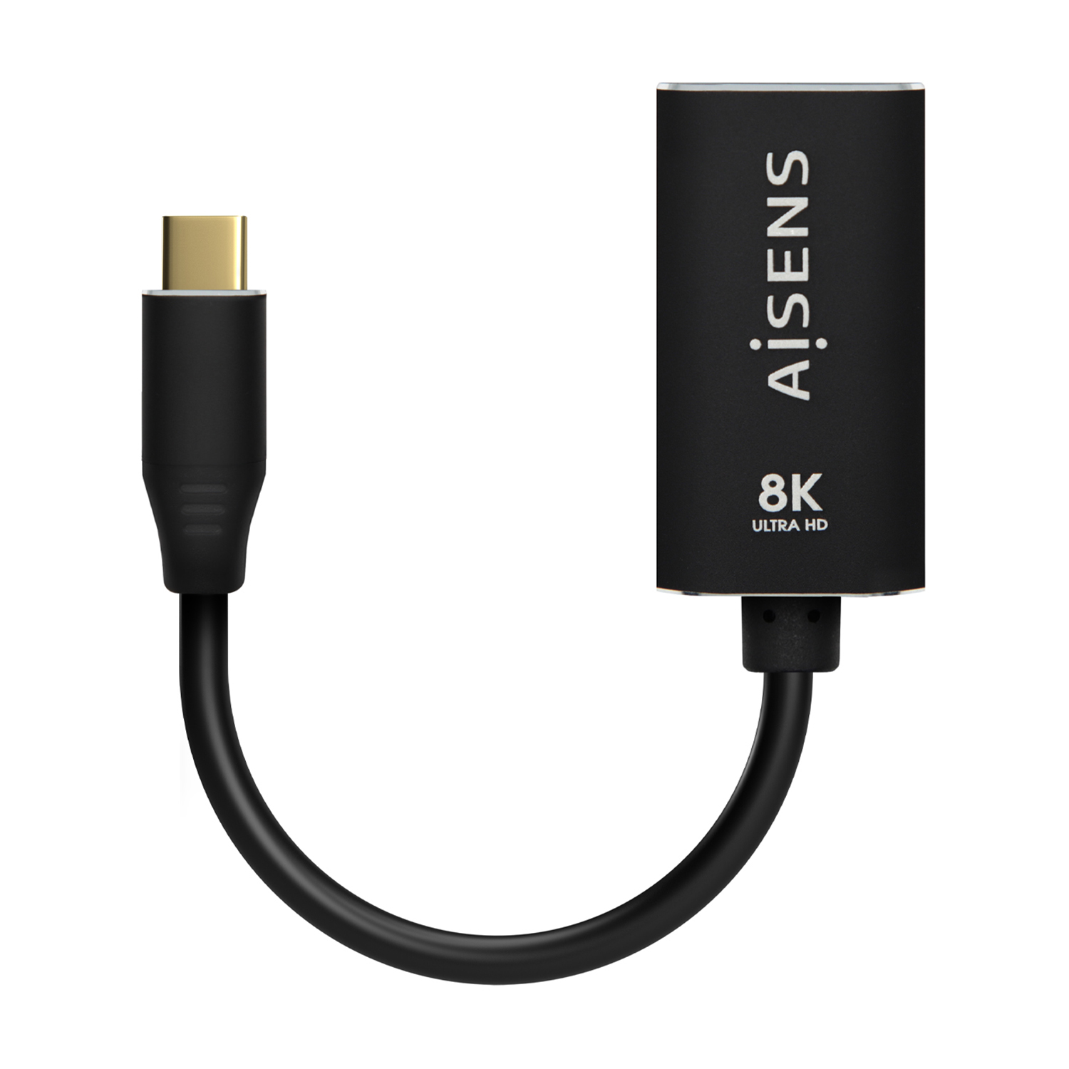 Aisens Convertisseur USB-C vers Displayport Aluminium 8K@60Hz - USB-C/M-DP/H - 15cm - Couleur Noir