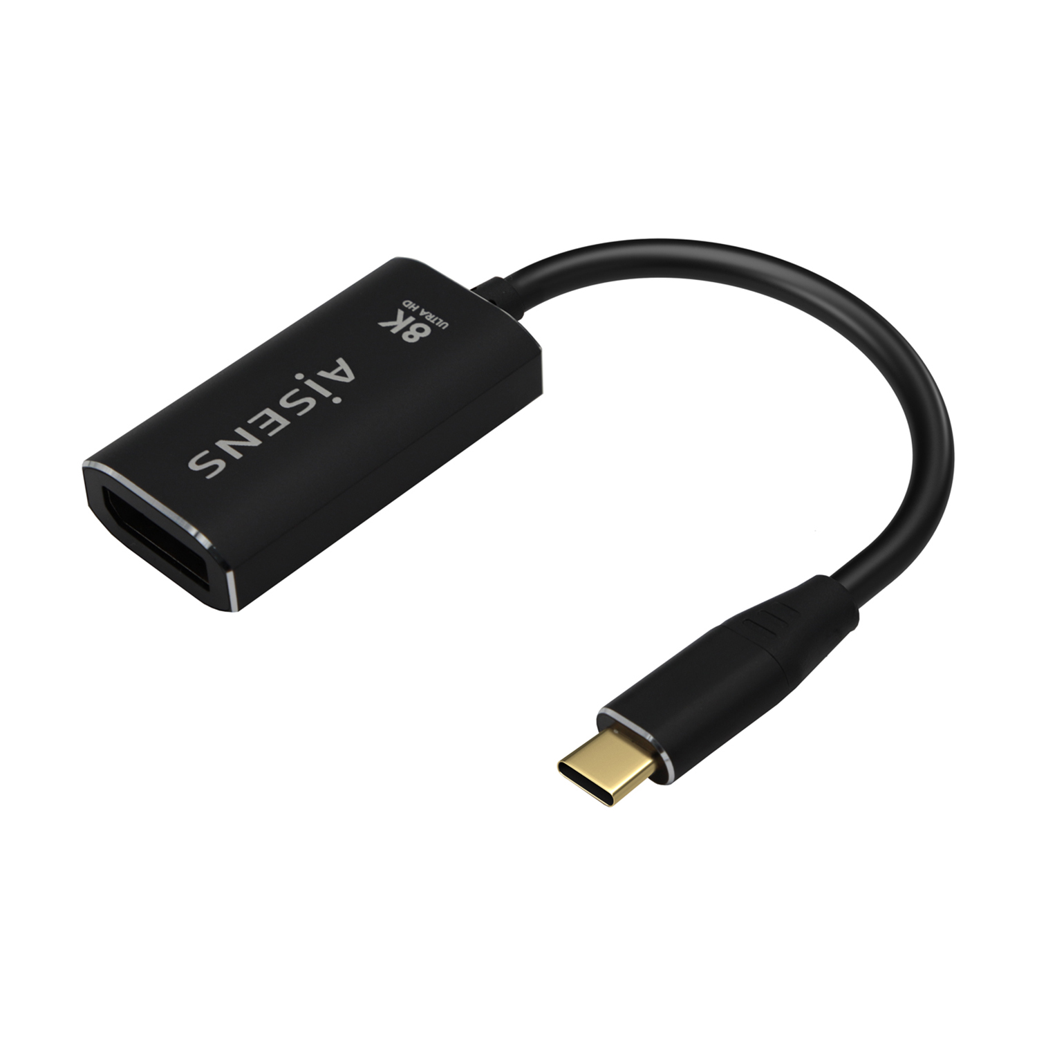 Aisens Convertisseur USB-C vers Displayport Aluminium 8K@60Hz - USB-C/M-DP/H - 15cm - Couleur Noir
