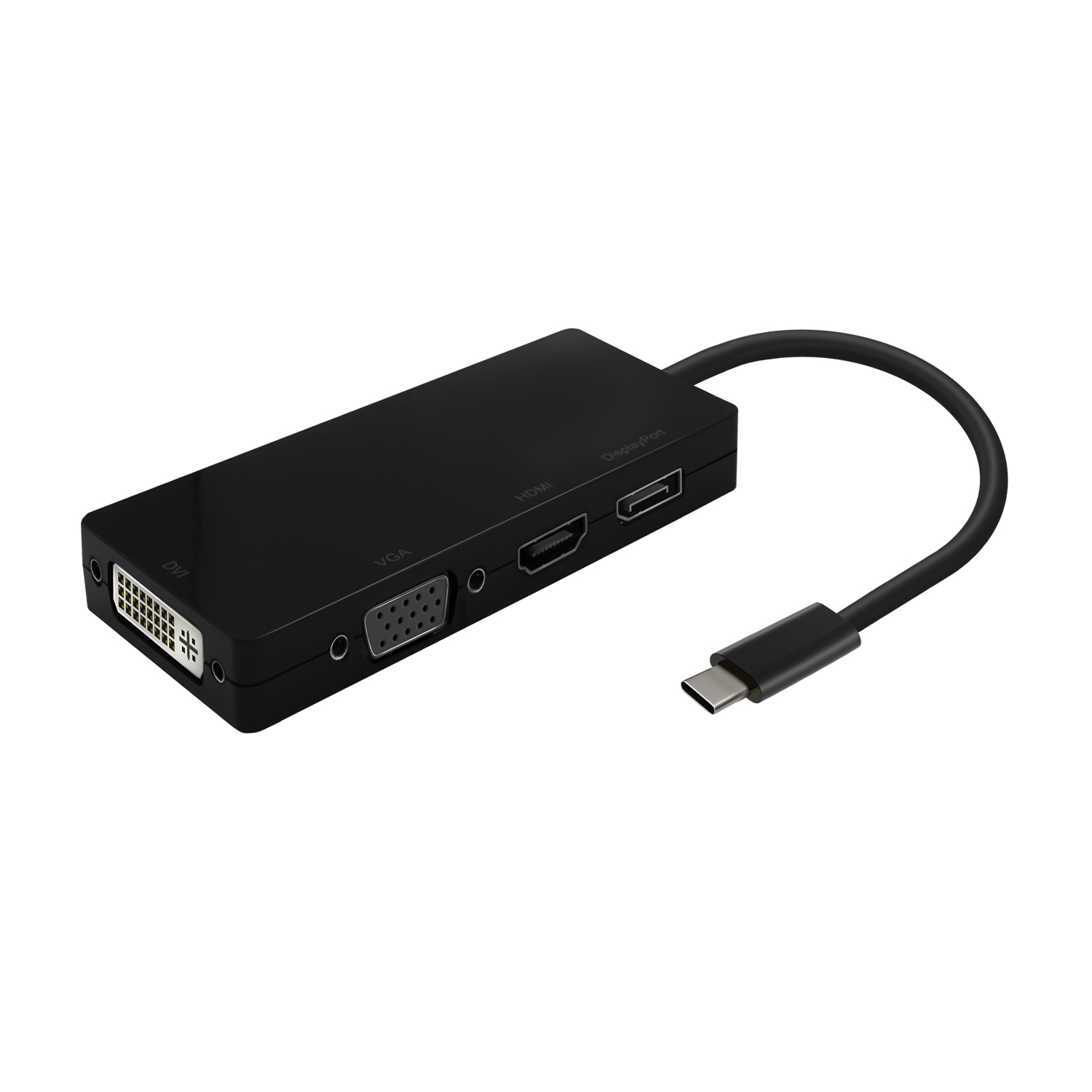 Aisens Convertisseur USB-C vers DP/DVI/HDMI/VGA - USB-C/M-DP/H-DVI/H-HDMI/H-VGA/H - 15cm - Couleur Noir