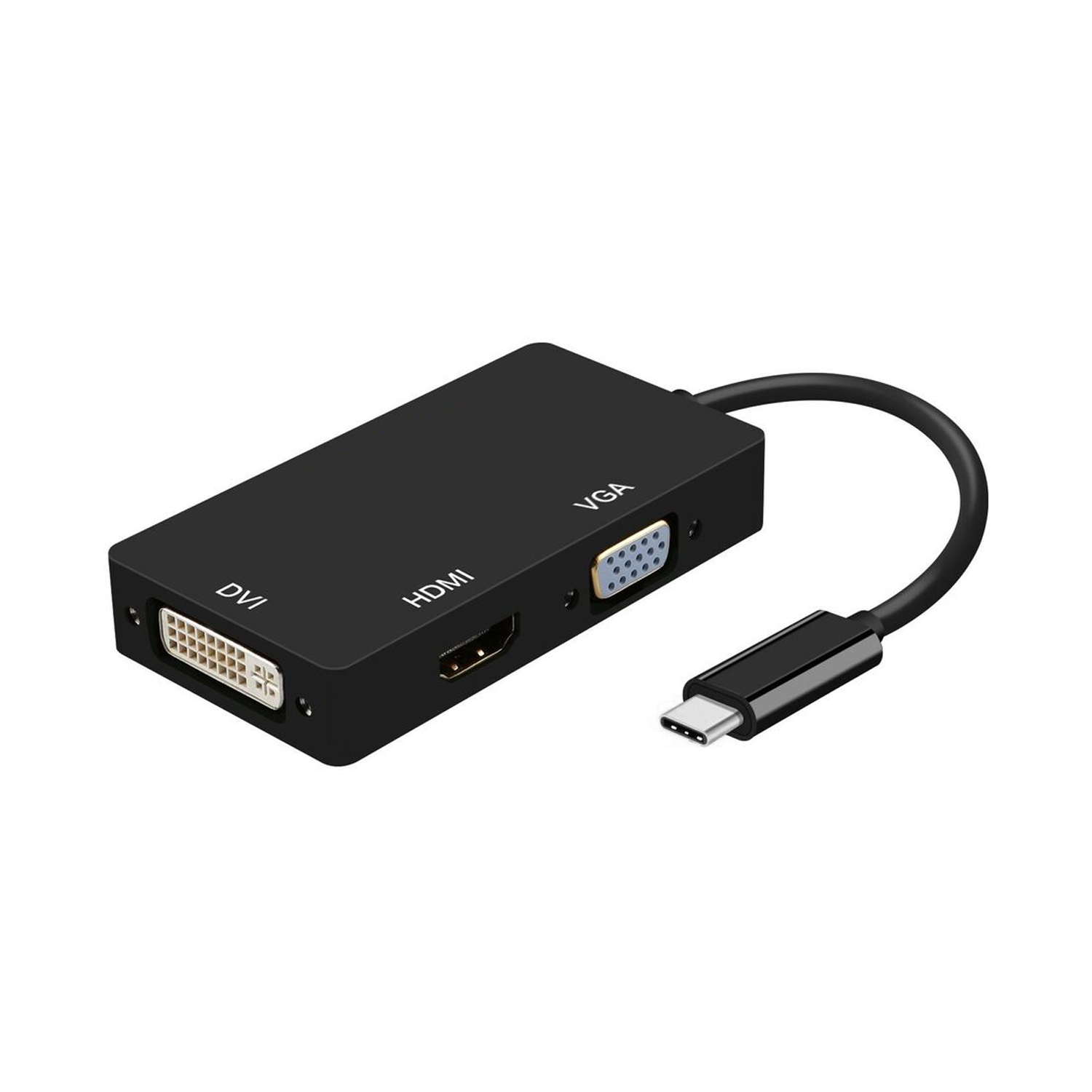 Aisens Convertisseur USB-C vers DVI/HDMI/VGA - USB-C/M-DVI/H-HDMI/H-VGA/H - 15cm - Couleur Noir