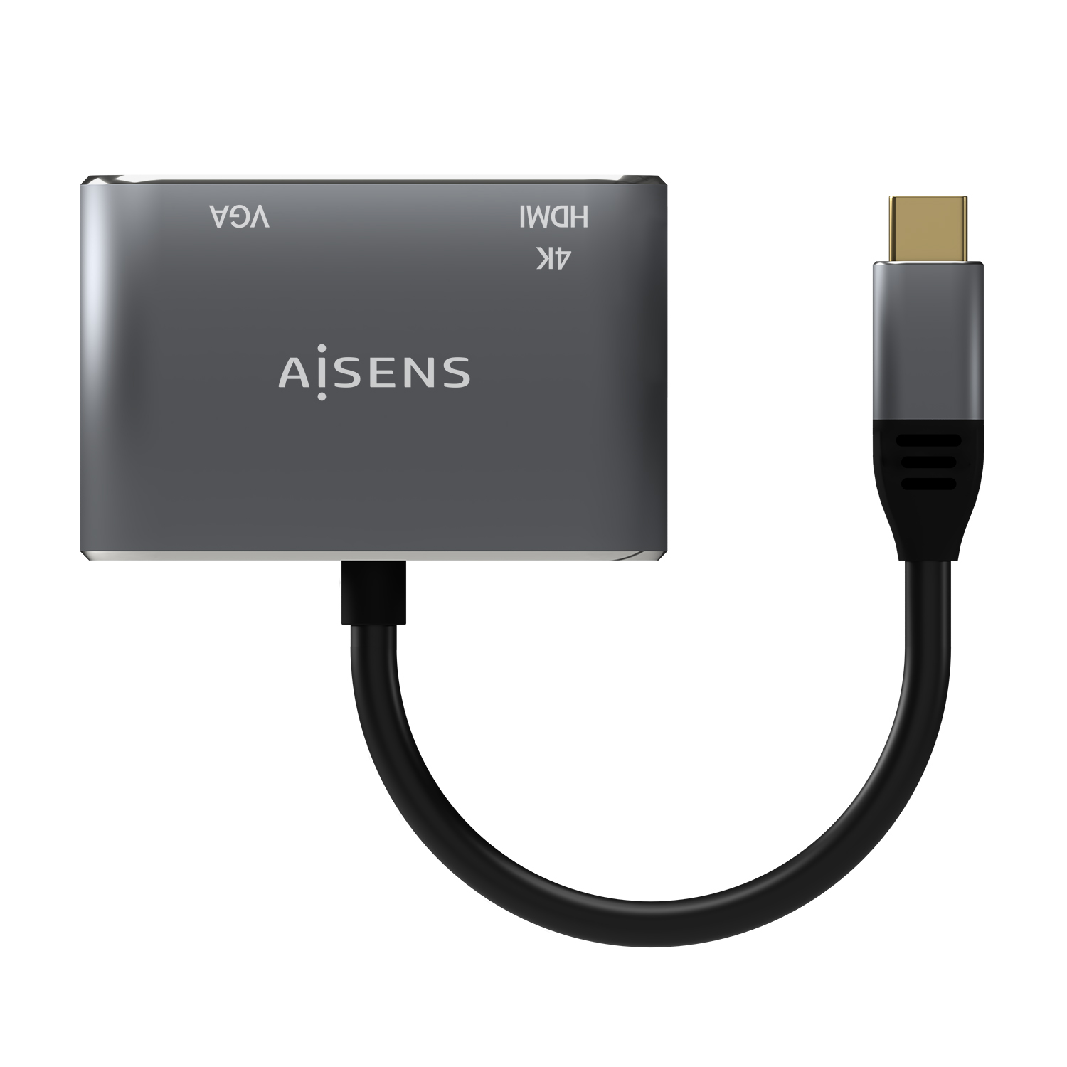 Aisens Convertisseur USB-C vers VGA/HDMI 4K - USB-C/M-VGA/H-HDMI/H - 15CM - Couleur Gris