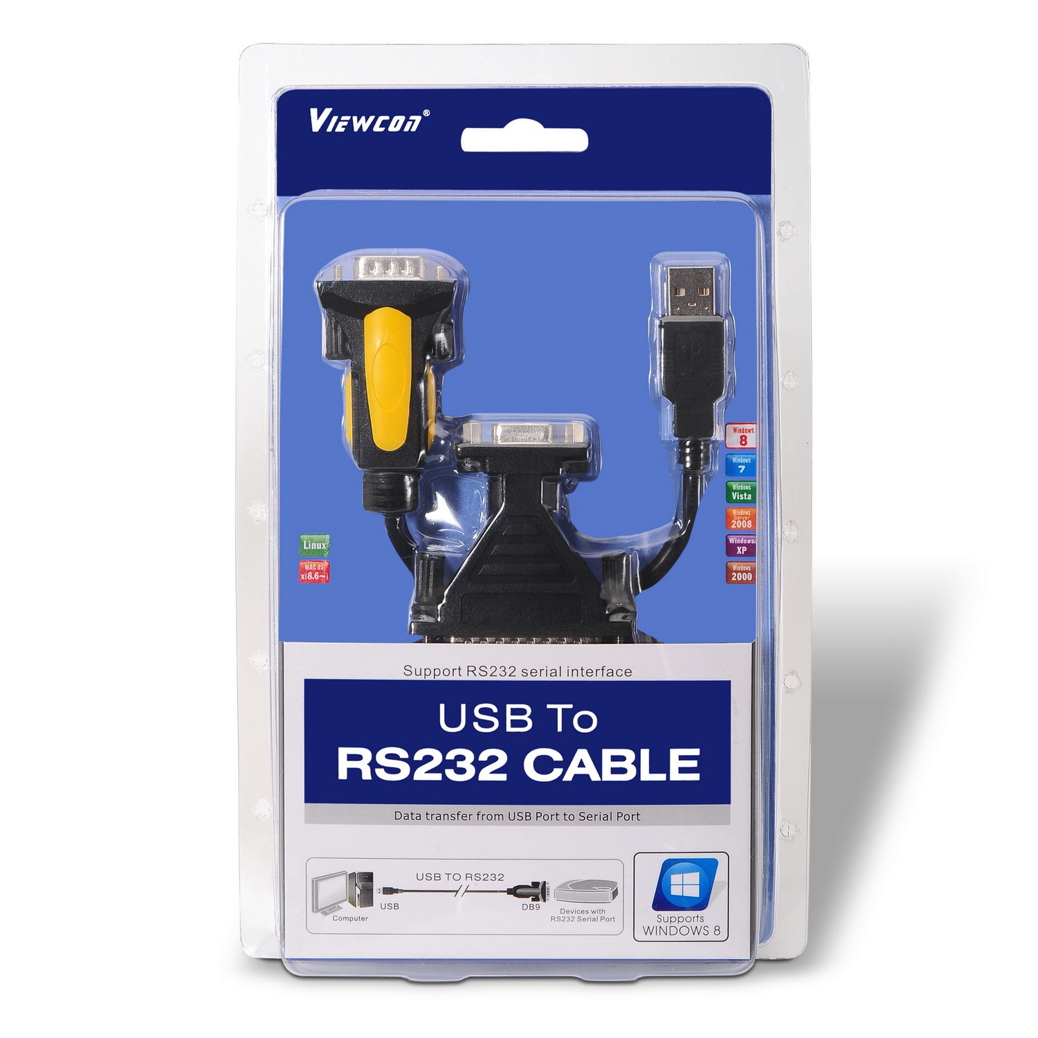 Aisens Convertisseur USB vers Série - Type A Mâle vers RS232 DB9/M DB25/M - 1.8m - Couleur Noir