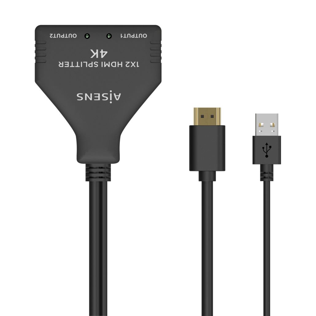 Aisens Duplicateur HDMI 4K@30HZ 1×2 avec Alimentation USB et Câble - 30cm - Couleur Noire