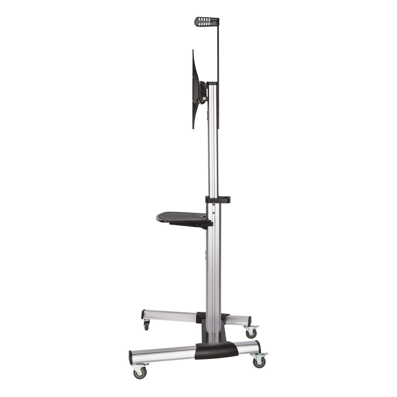 Aisens Eco Floor Stand with Wheels - DVD Tray and Camera Stand (37?-70? TV) - Silver Color