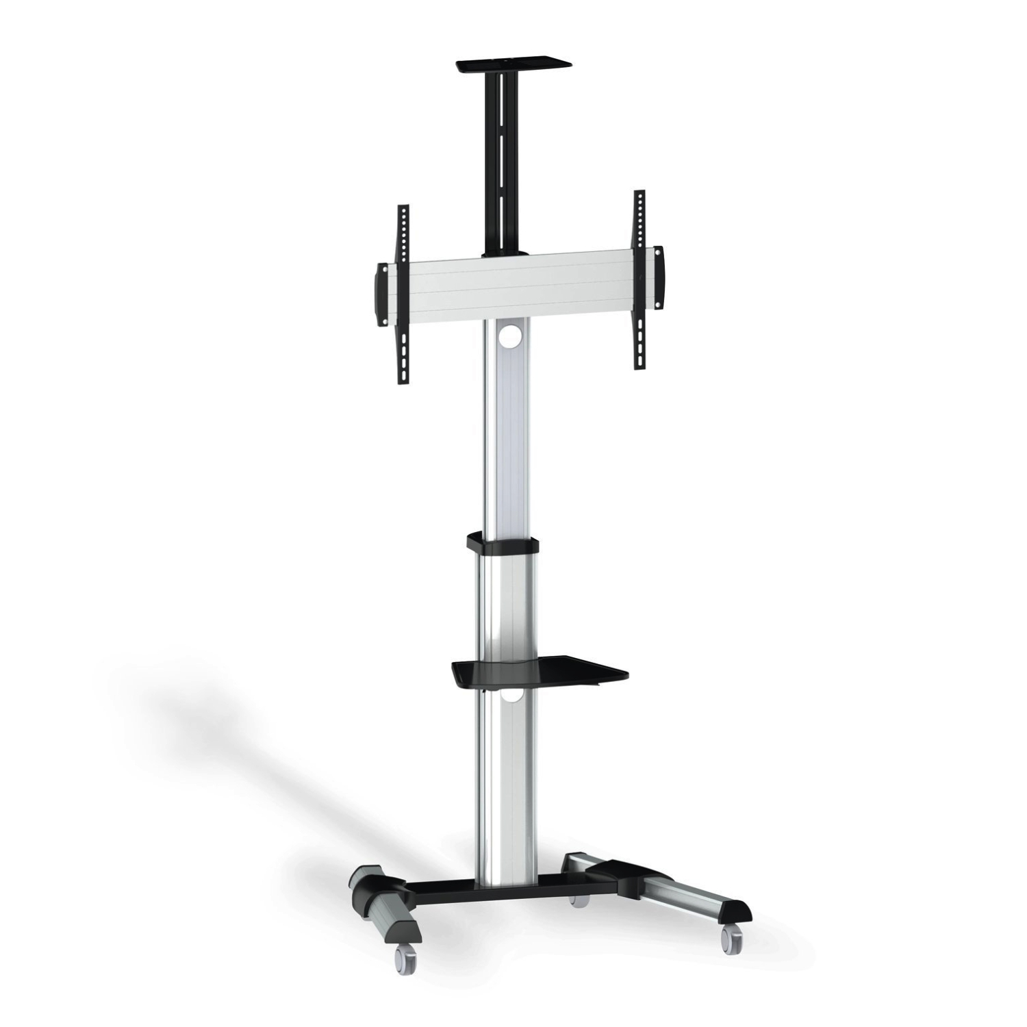 Aisens Eco Floor Stand with Wheels - DVD Tray and Camera Stand (37?-70? TV) - Silver Color