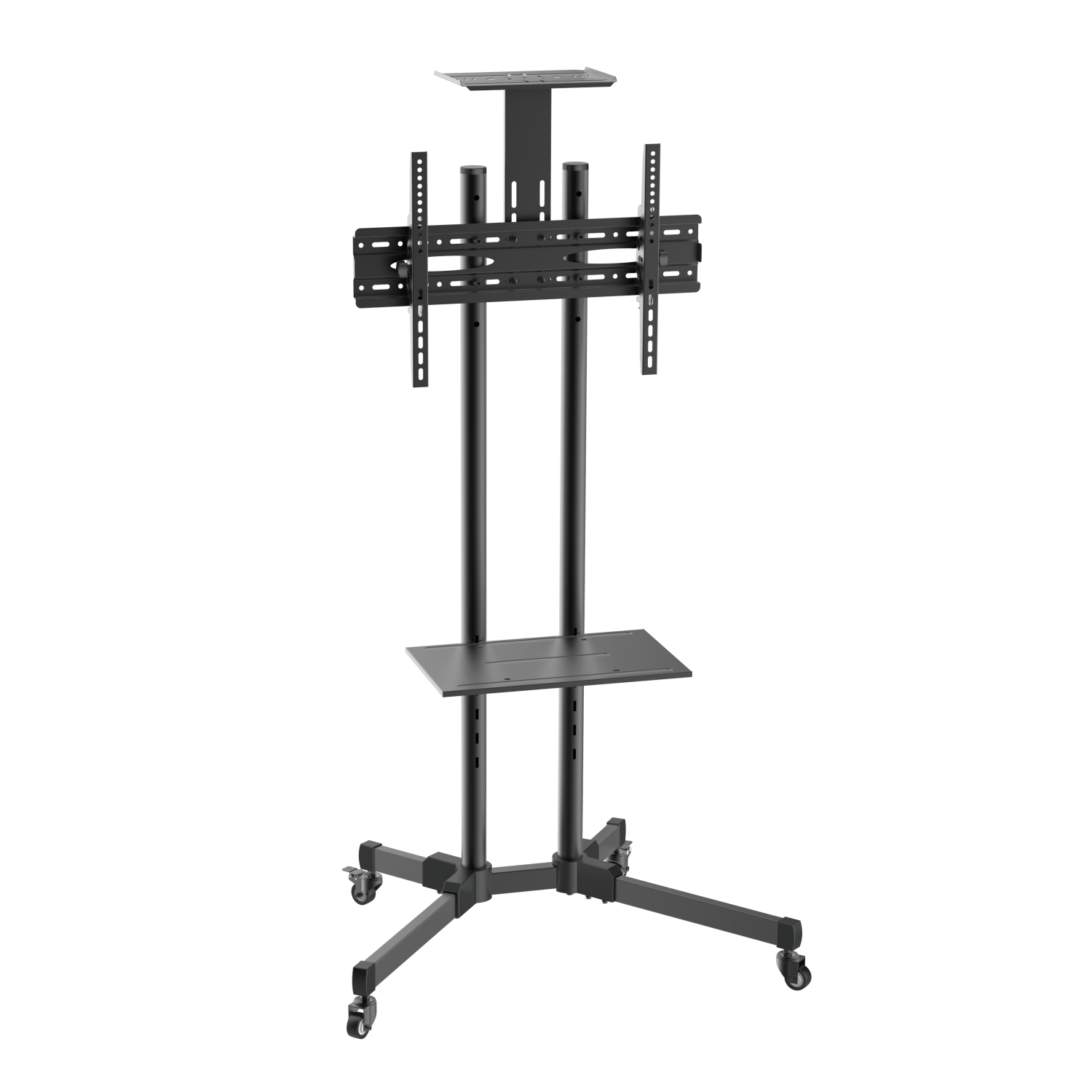 Aisens Eco Floor Stand with Wheels - DVD Tray and Camera Stand (TV 37?-70?) - Couleur Noir