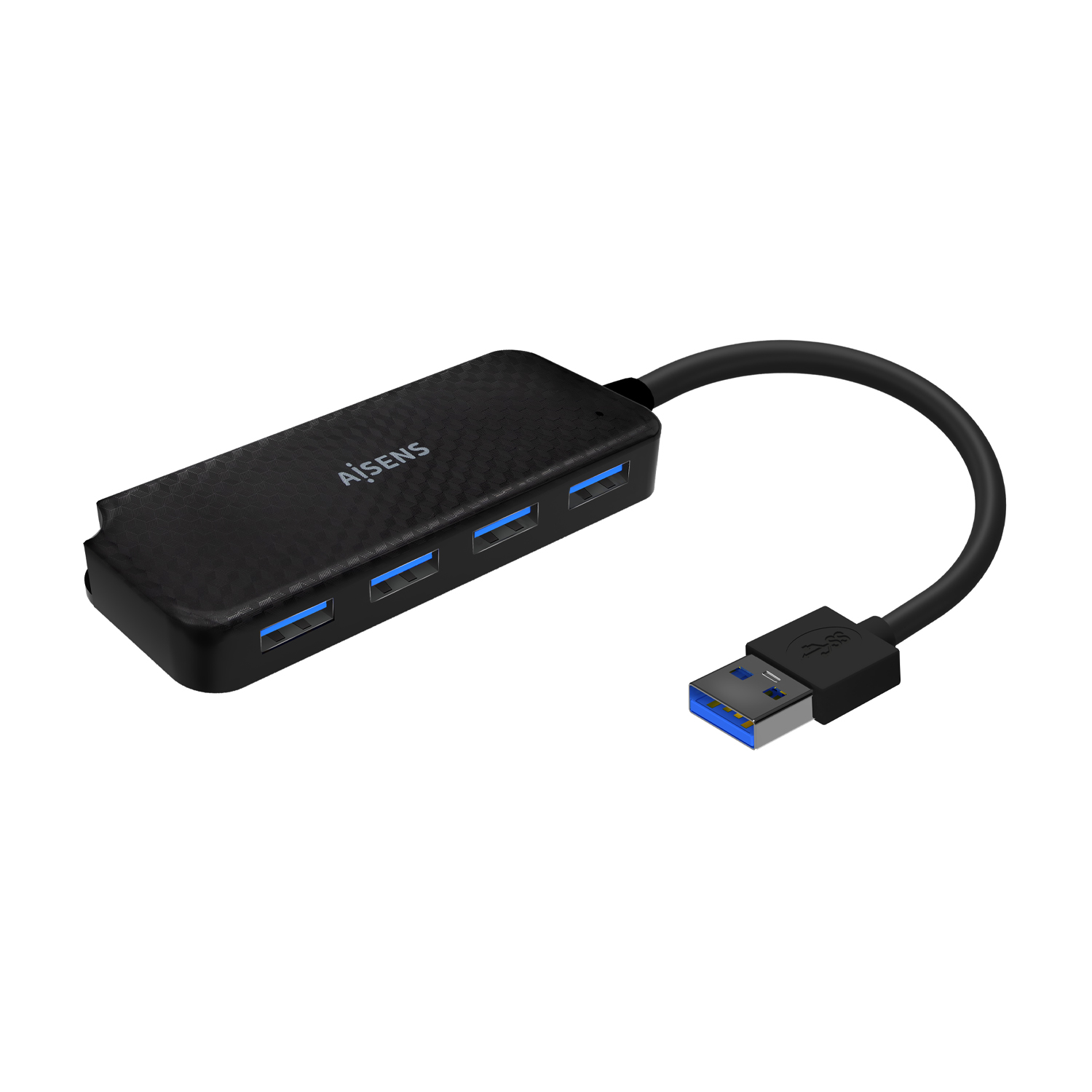 Aisens Hub USB 3.0 - Type A/M-4X Type A/H - 15cm - Couleur Noir