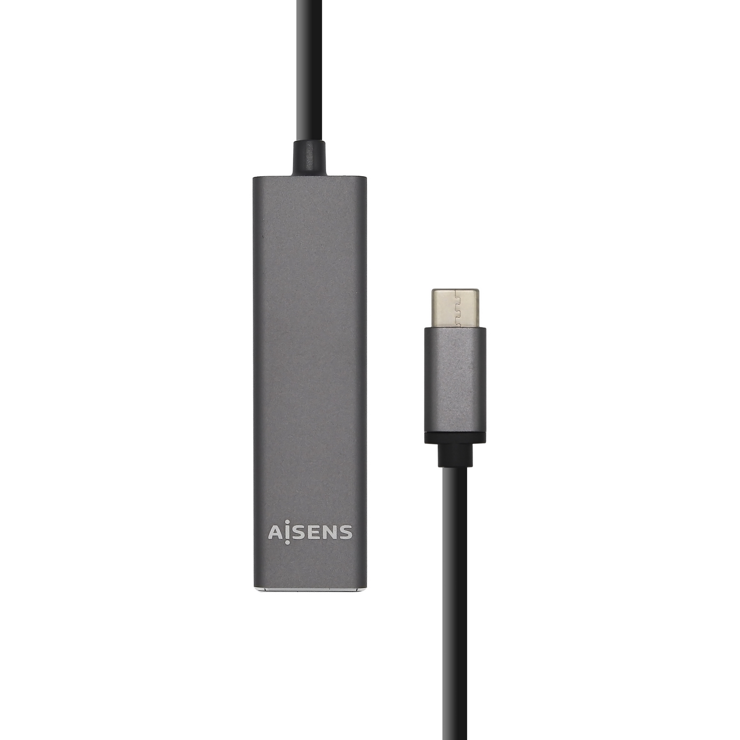 Aisens HUB USB 3.1 USB-C - USB-C Mâle vers 4xType A Femelle - 15cm - Couleur Gris