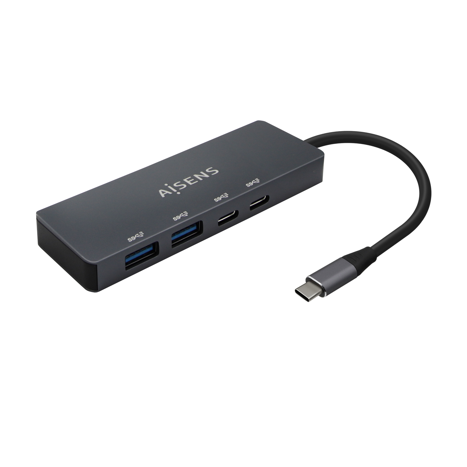 Aisens Hub USB 3.2 Gen1 5G USB-C - USB-C/M-2xUSB-C/H-2xUSB-A/H - 15cm - Couleur Gris