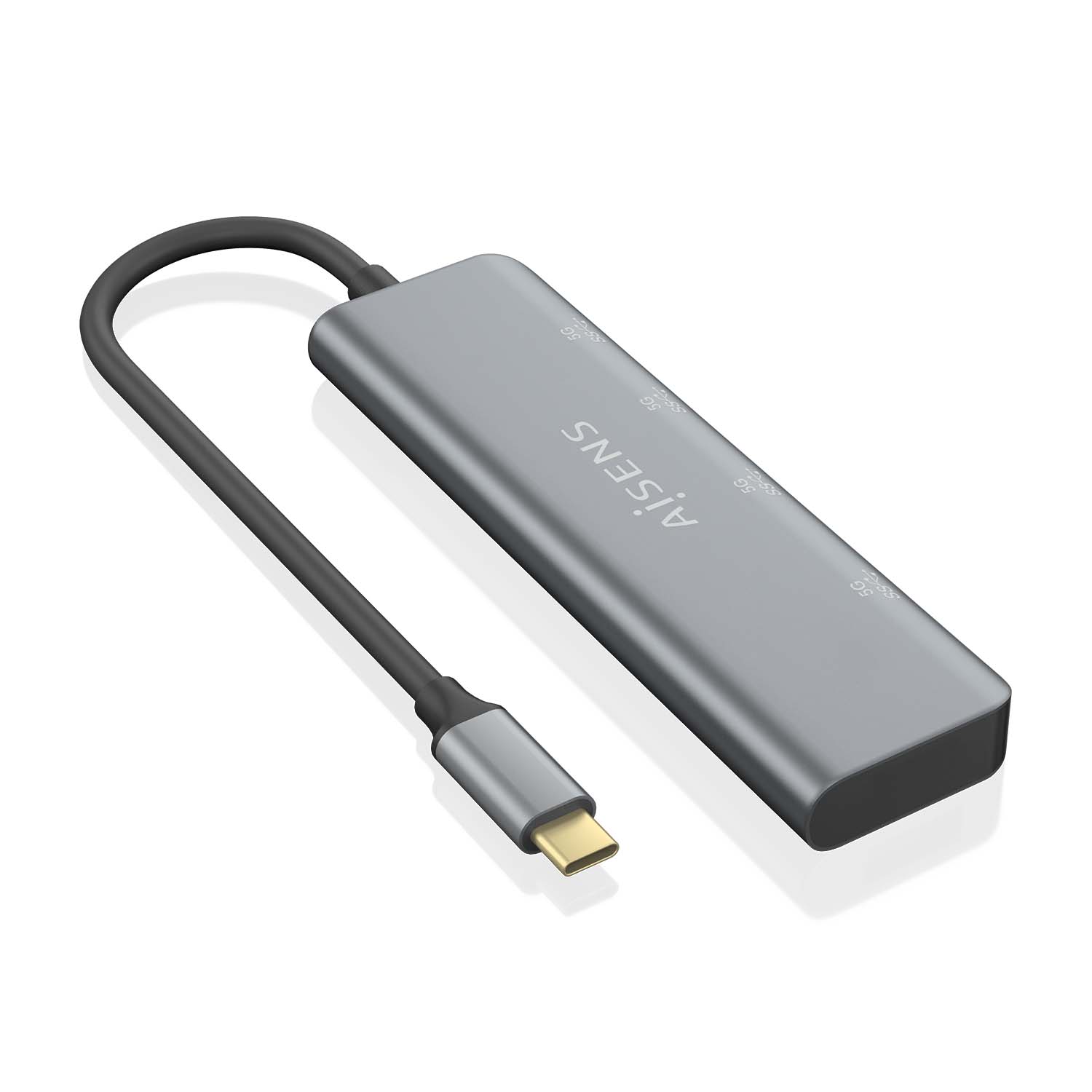 Aisens Hub USB 3.2 GEN1 5G USB-C - USB-C/M-2xUSB-C/H-2xUSB-A/H - 15cm - Couleur Gris