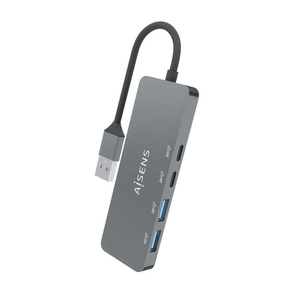 Aisens Hub USB 3.2 GEN2 10G USB-A - USB-A/M-2xUSB-C/H-2xUSB-A/H - 15cm - Couleur Gris