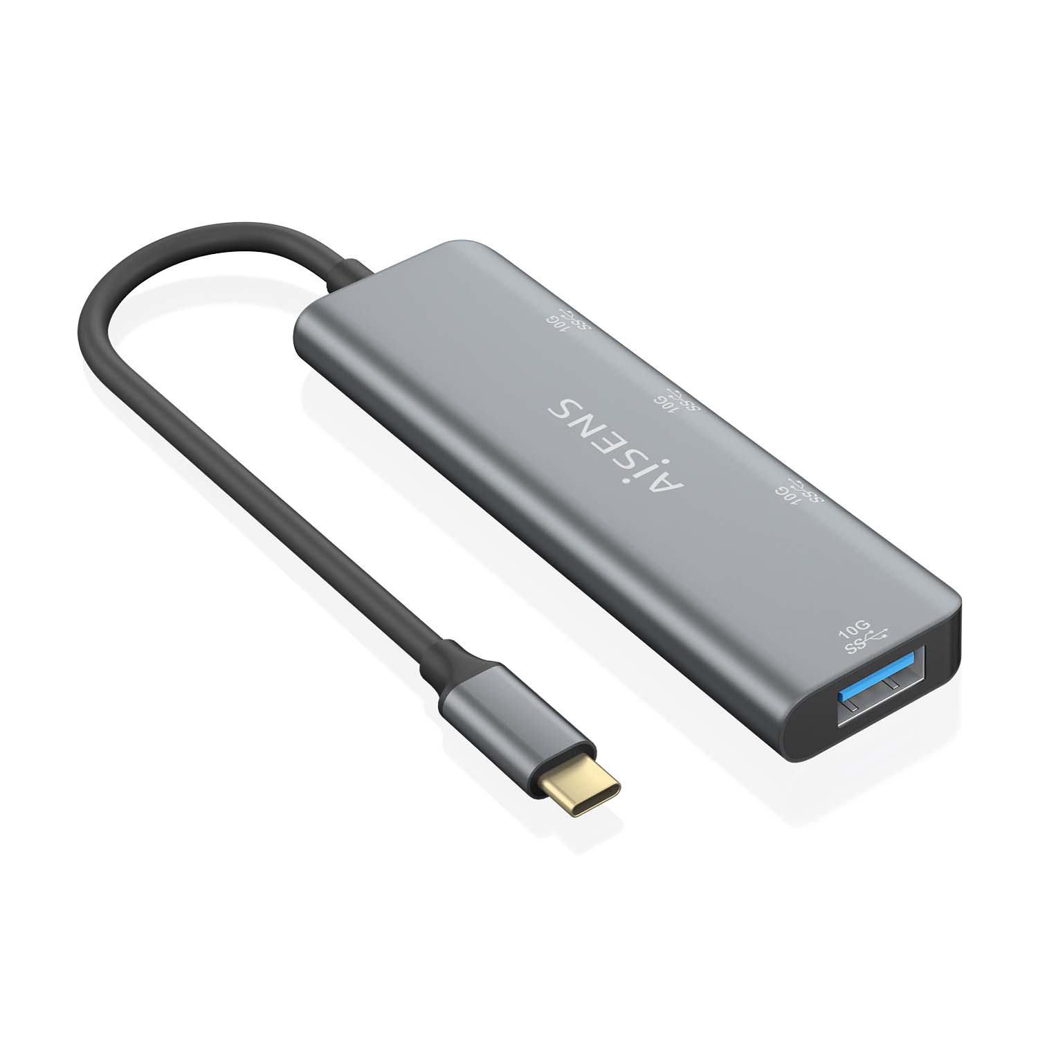 Aisens Hub USB 3.2 GEN2 10G USB-C - USB-C/M-1xUSB-C/H-3xUSB-A/H - 15cm - Couleur Gris