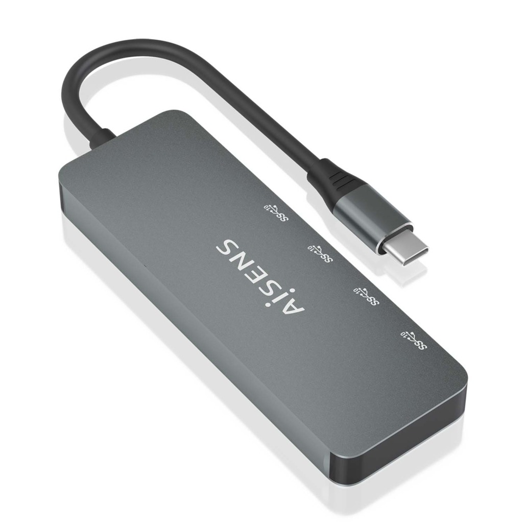 Aisens Hub USB 3.2 GEN2 10G USB-C - USB-C/M-4xUSB-C/H - 15cm - Couleur Gris