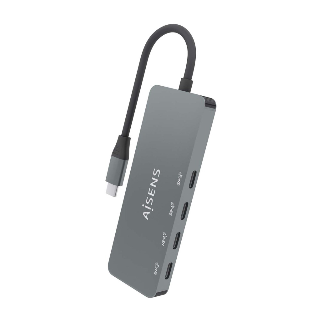 Aisens Hub USB 3.2 GEN2 10G USB-C - USB-C/M-4xUSB-C/H - 15cm - Couleur Gris