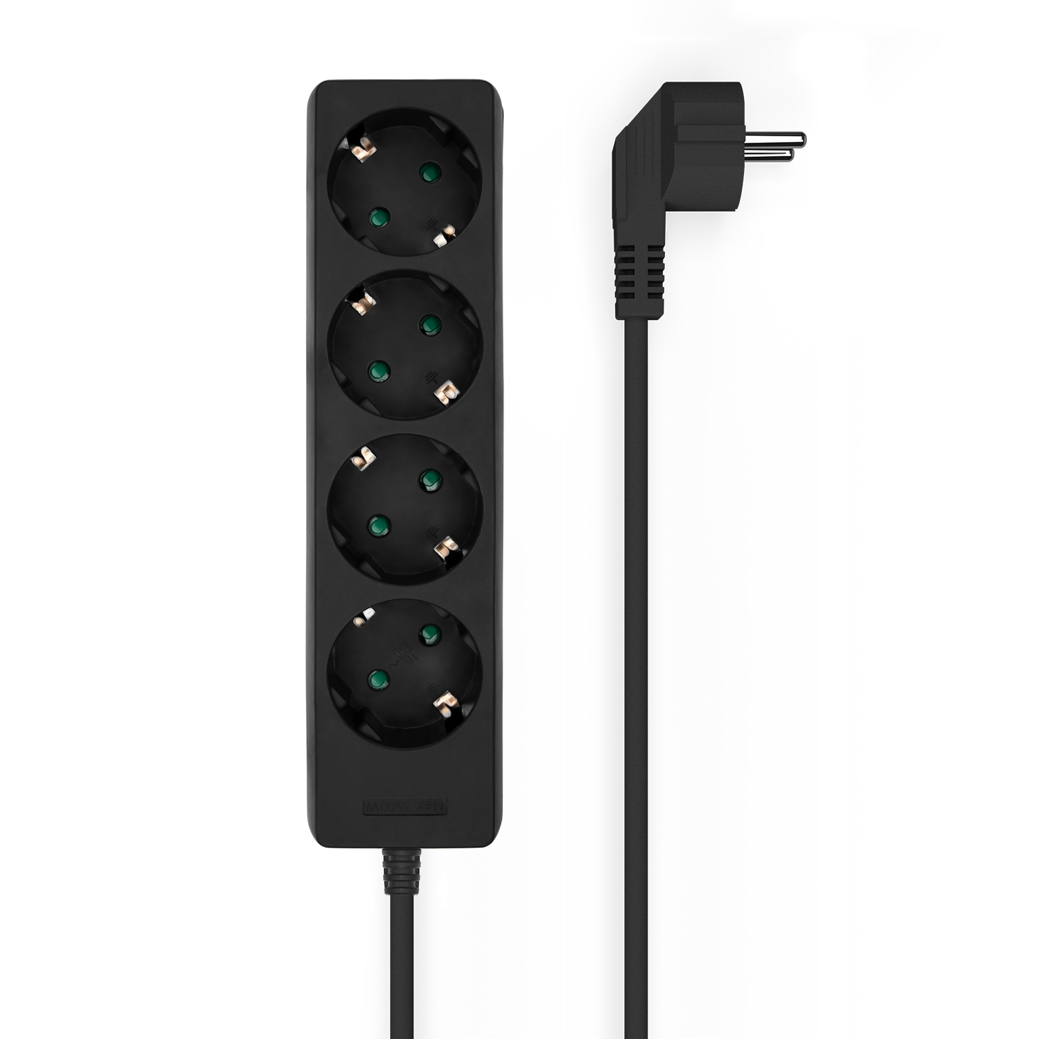 Aisens Multiprise 4 Prises sans Interrupteur avec Câble 3×1.5mm2 - 1.4m - Couleur Noir