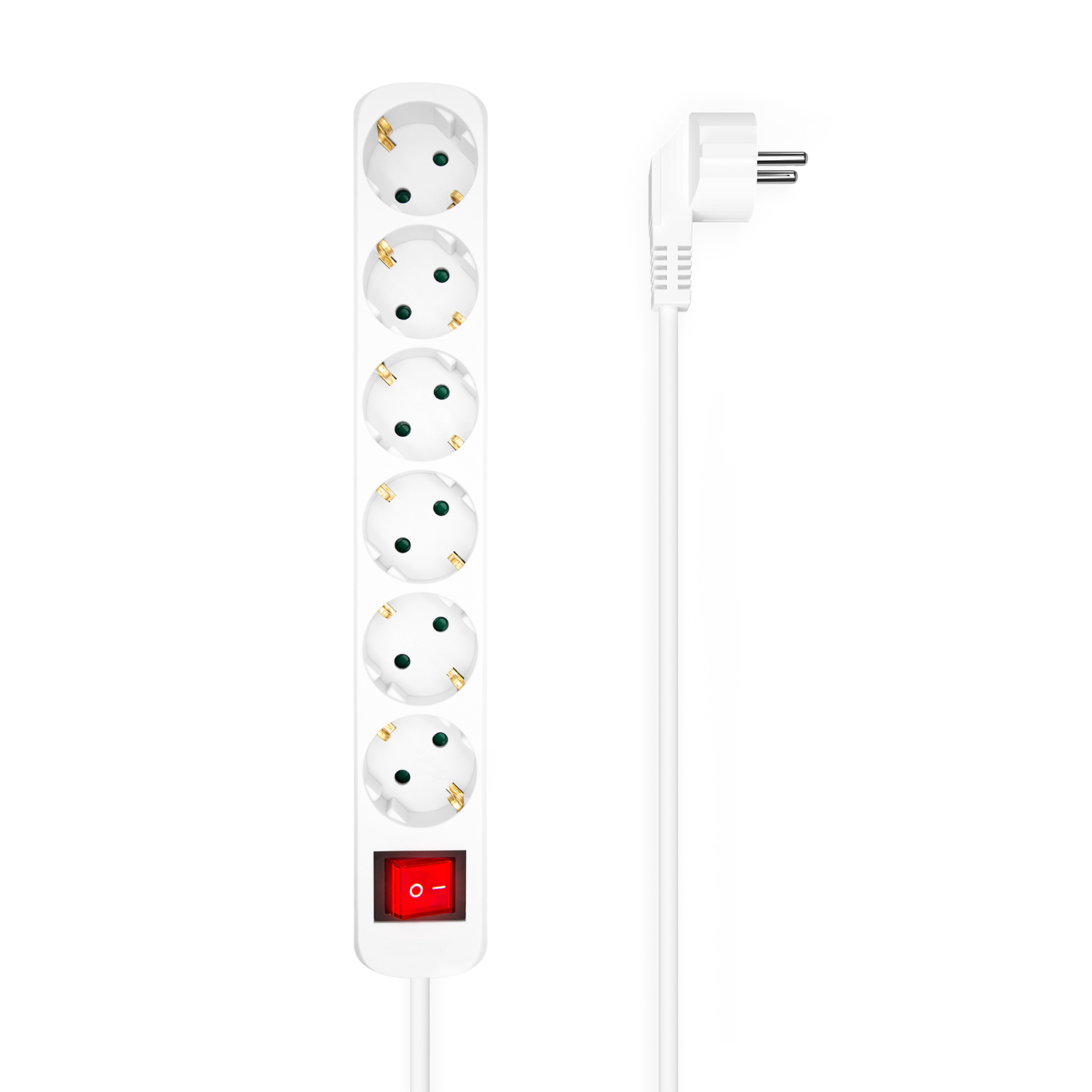 Aisens Multiprise 6 Prises avec Interrupteur avec Câble 3×1.5mm2 - 1.4m - Couleur Blanche