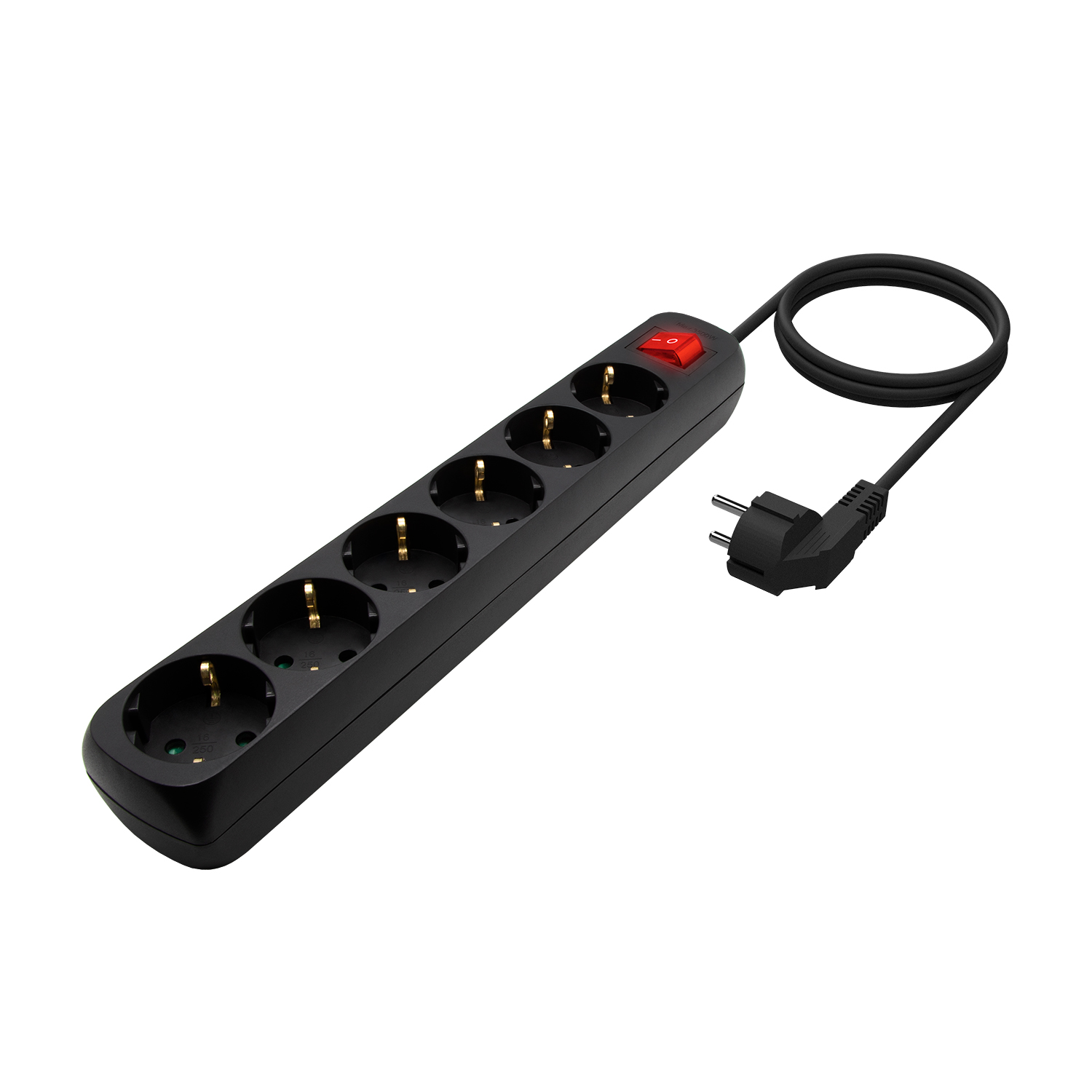 Aisens Multiprise 6 Prises avec Interrupteur avec Câble 3×1.5mm2 - 1.4m - Couleur Noir