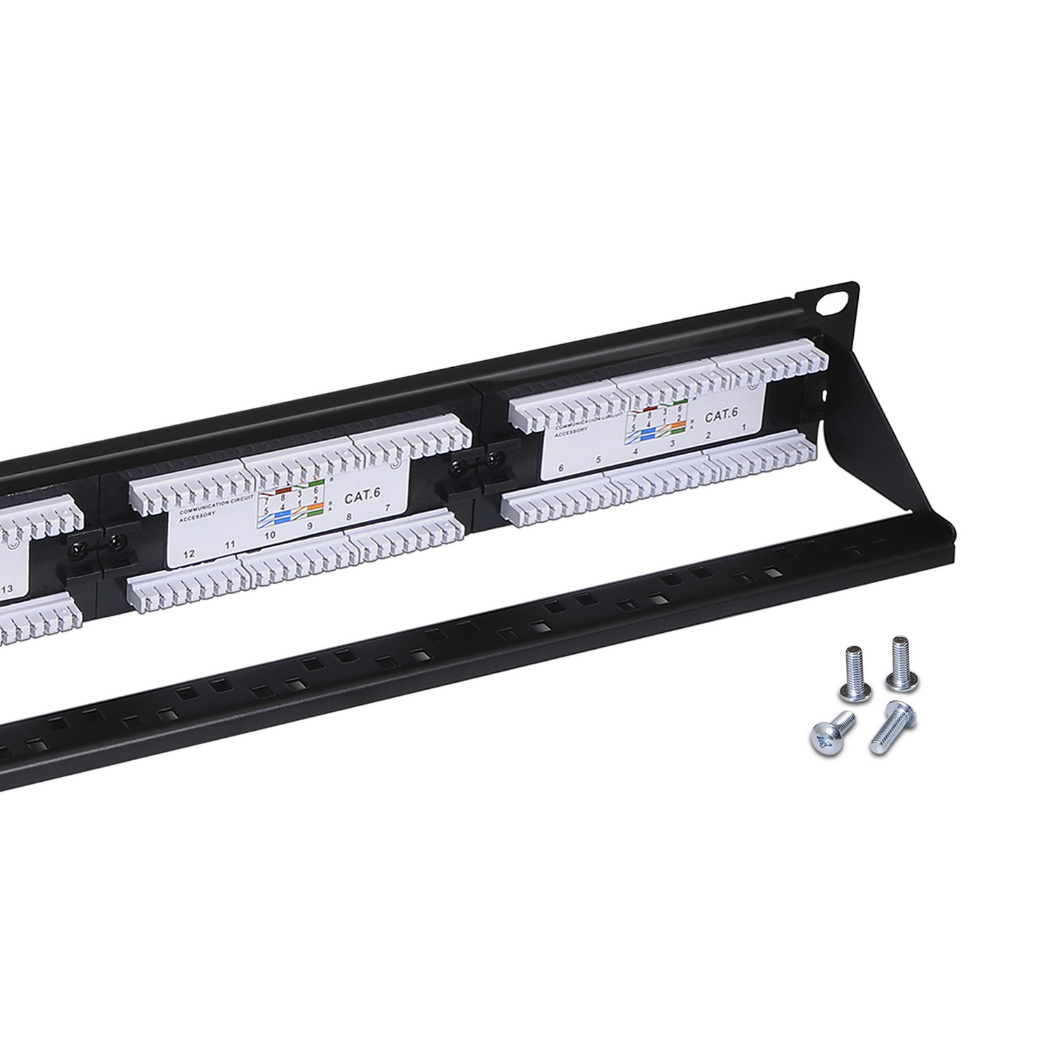 Aisens Patch Panel 24 Ports RJ45 Cat.6 UTP - 19" 1U Dual IDC avec gestion des câbles - Couleur noire