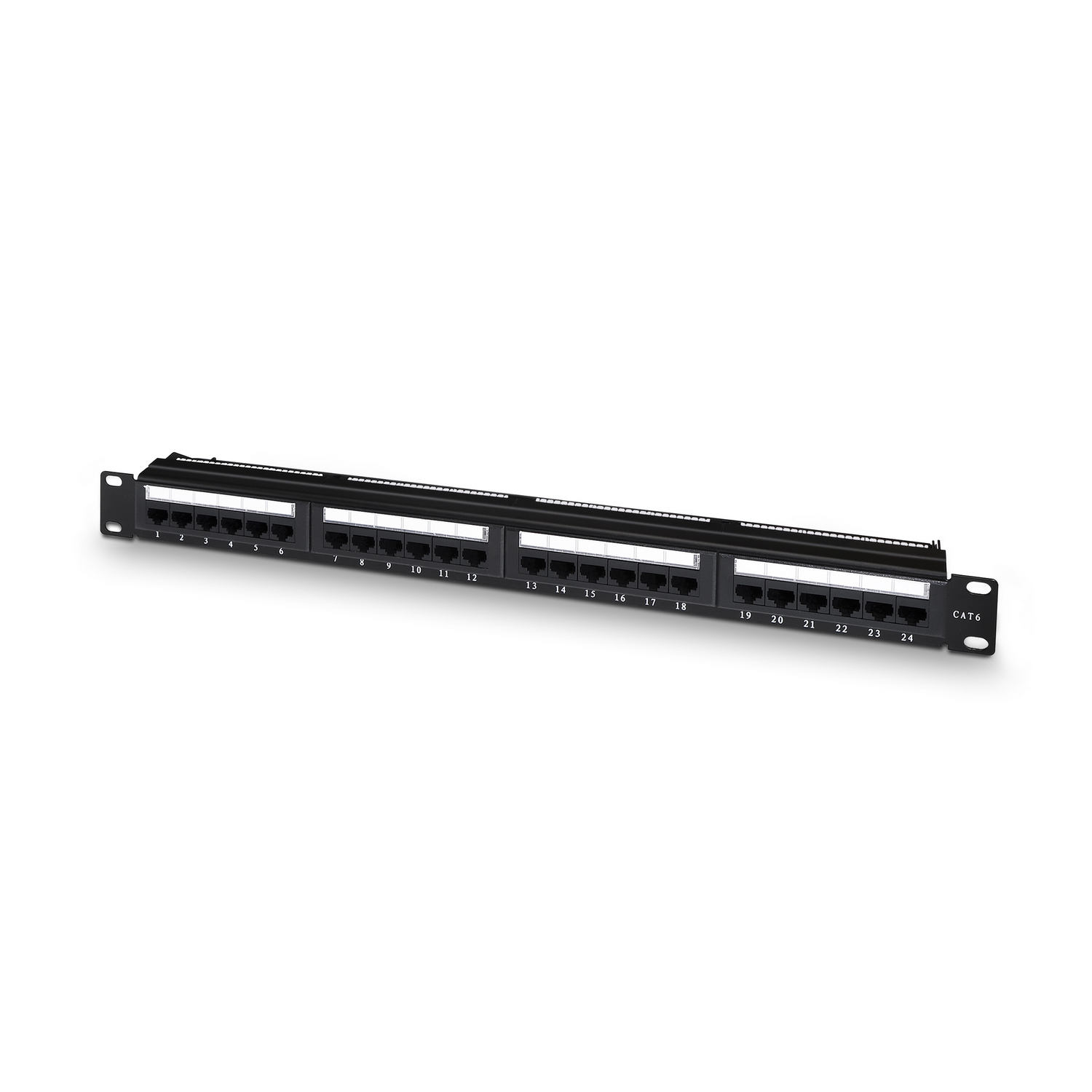 Aisens Patch Panel 24 Ports RJ45 Cat.6 UTP - 19" 1U Dual IDC avec gestion des câbles - Couleur noire