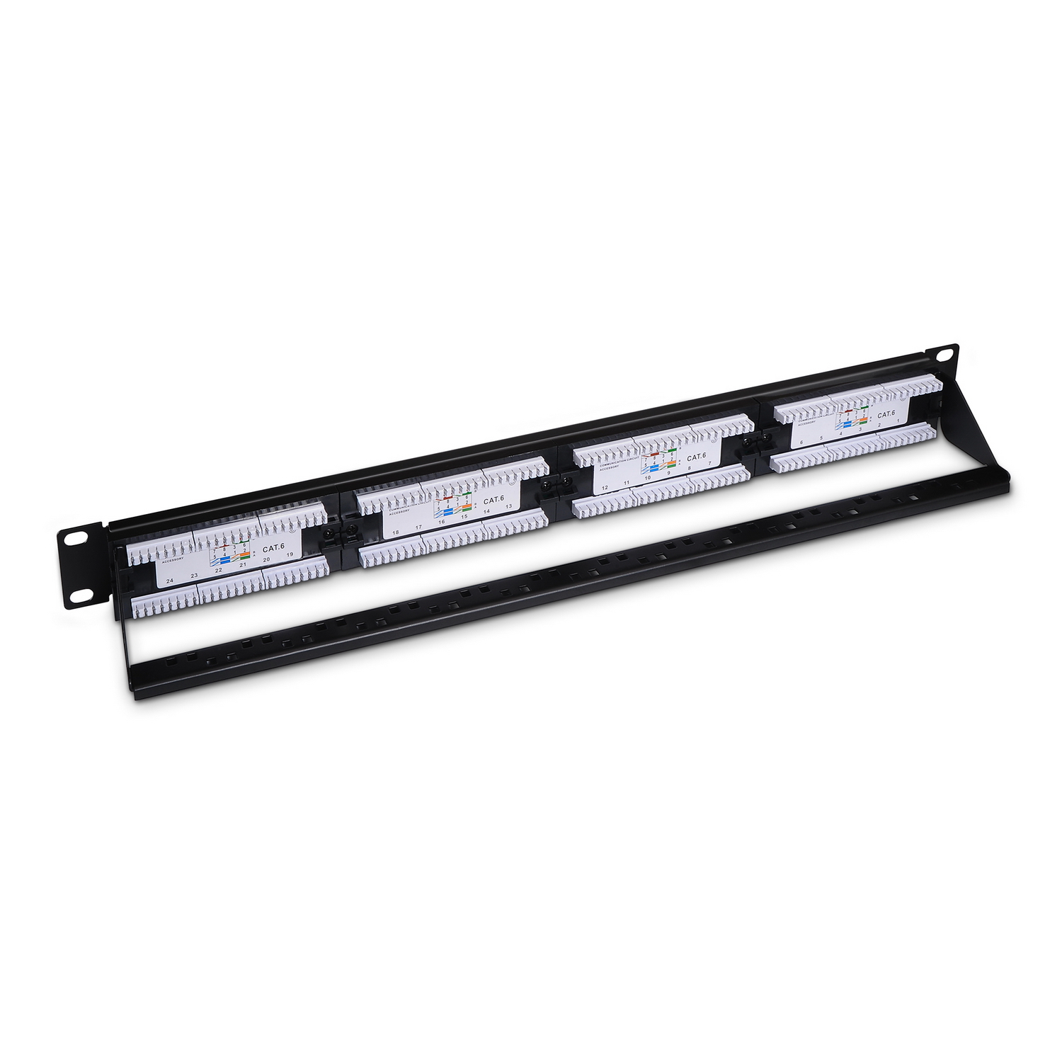 Aisens Patch Panel 24 Ports RJ45 Cat.6 UTP - 19" 1U Dual IDC - Couleur Noire