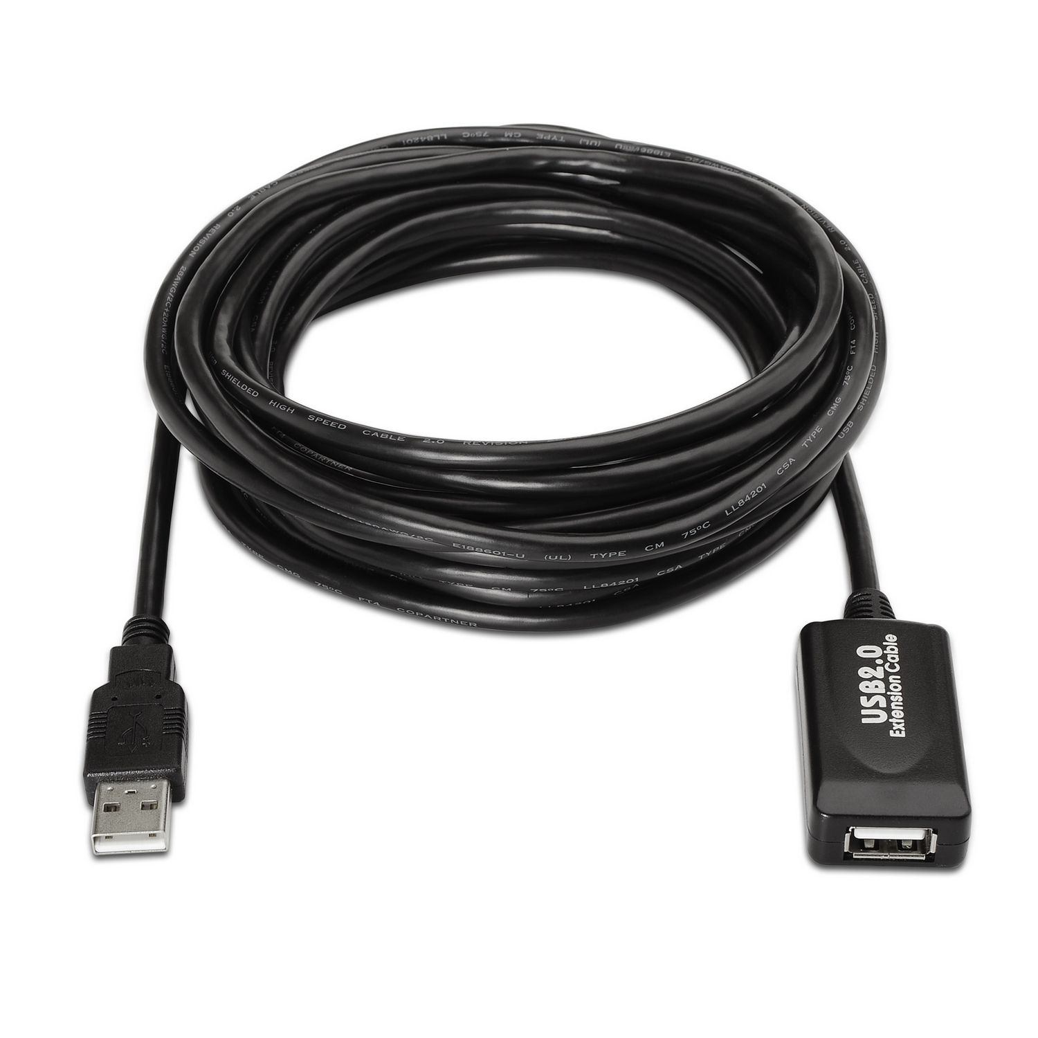 Aisens Rallonge USB 2.0 avec Amplificateur - Type A Mâle vers Type A Femelle - 10m - Couleur Noir