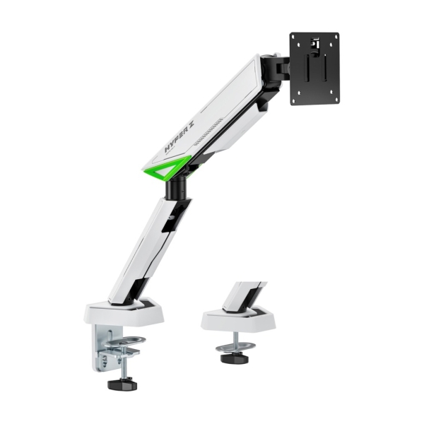 Aisens Support de bureau de jeu à contrepoids pivotant et inclinable pour moniteur-TV 16 kg - 3 pivots - 1 bras - 17"-49" - Blanc