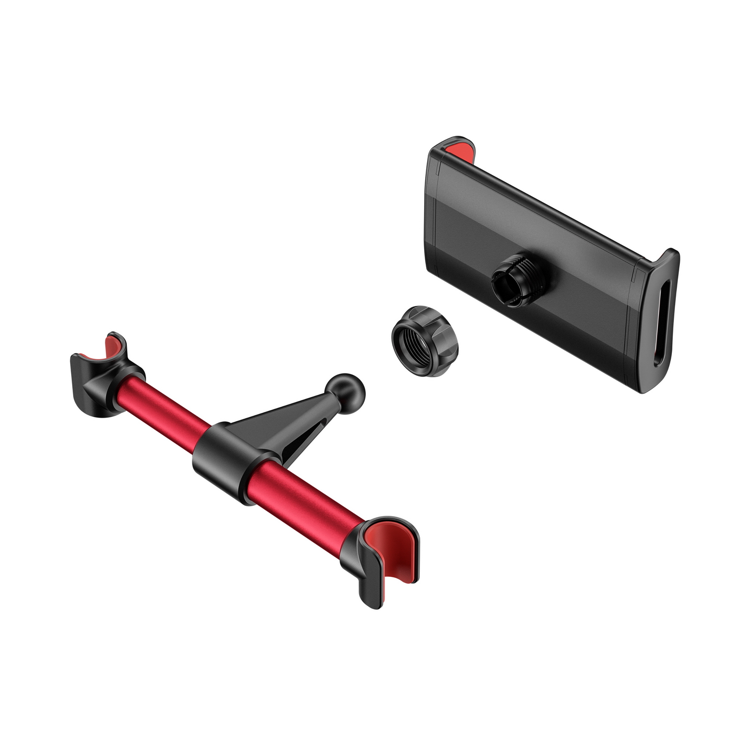 Aisens Support Voiture Réglable (1 Pivot) Pour Appui-Tête Pour Téléphone / Tablette - Couleur Rouge