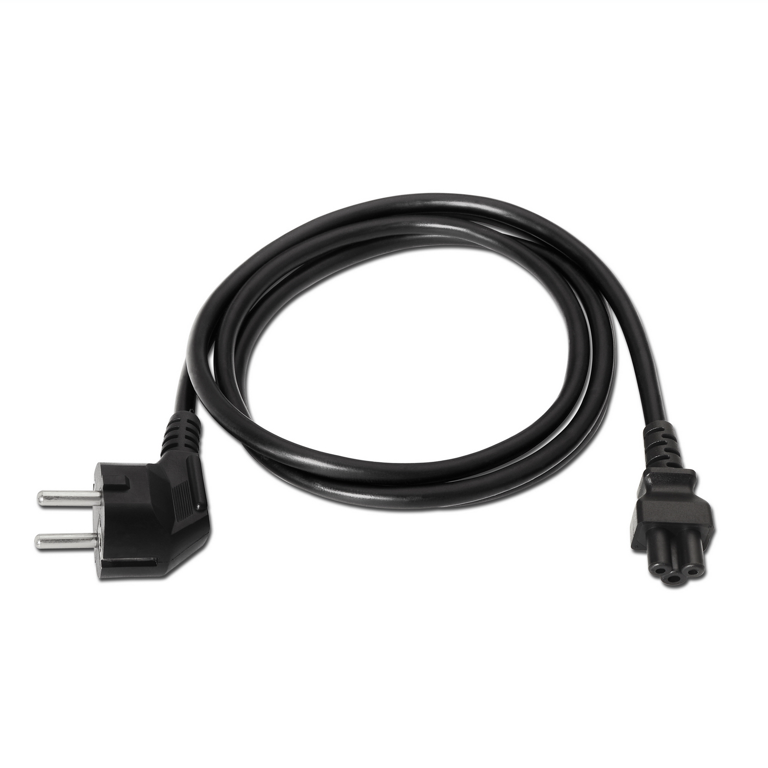 Aisens Trebol Câble d'Alimentation - CEE7 Coudé/M-C5/F - 1.5m - 100% Cuivre Pur AWG18 - Couleur Noir