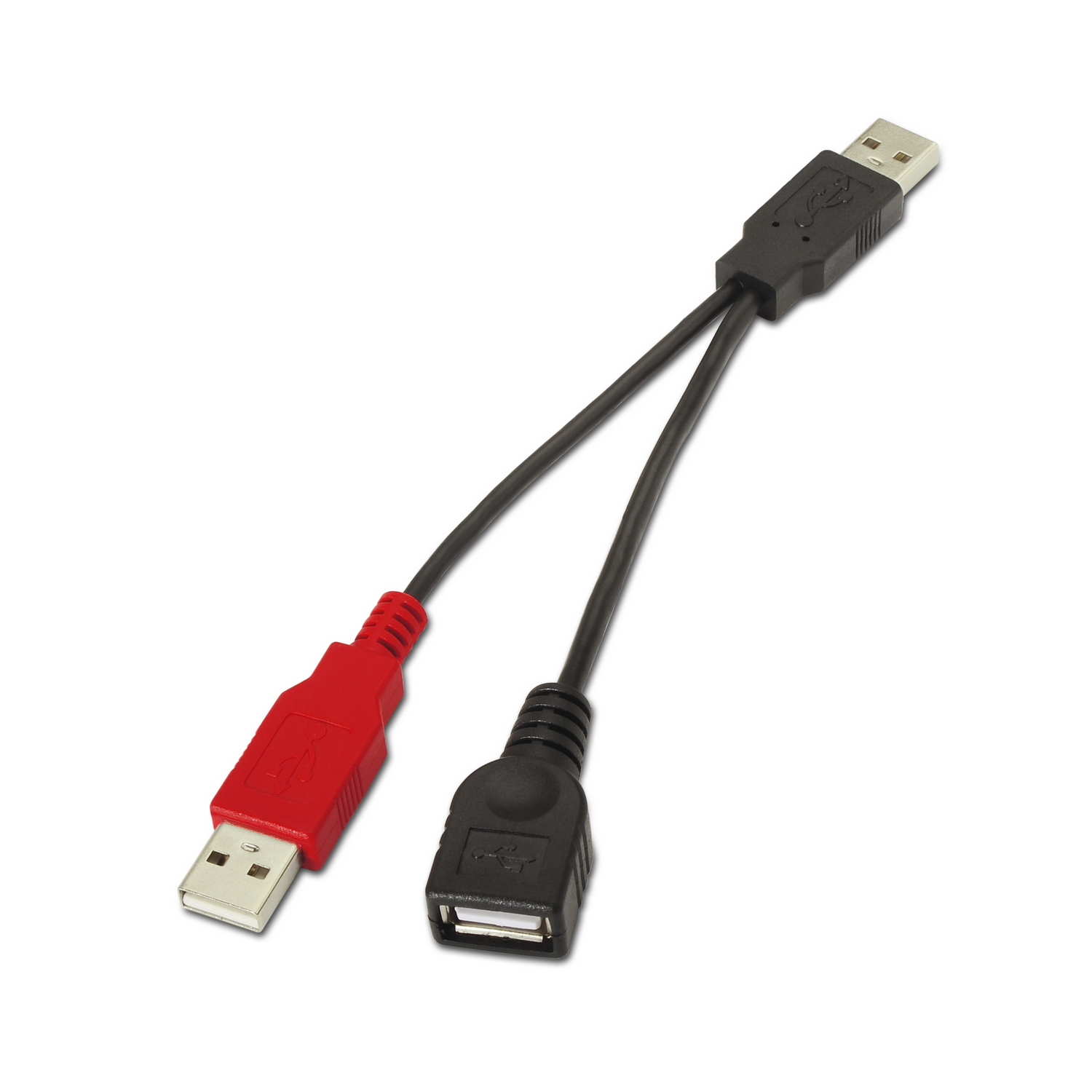 Aisens USB 2.0+Câble d'Alimentation - Type A/M+A Alimentation/MA Femelle - 15cm - Couleur Noir