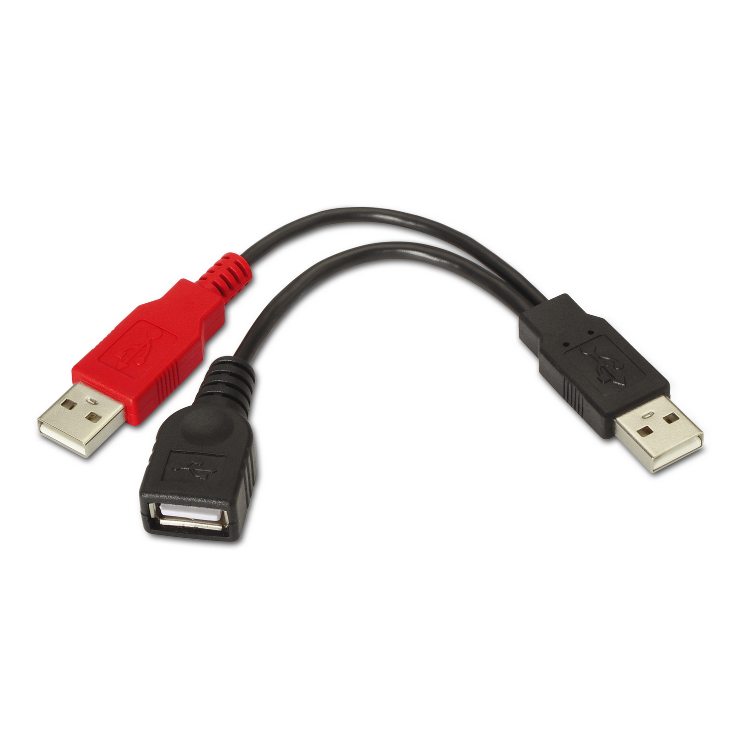 Aisens USB 2.0+Câble d'Alimentation - Type A/M+A Alimentation/MA Femelle - 15cm - Couleur Noir