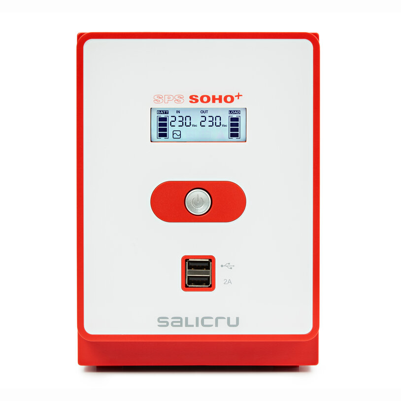 Alimentation sans interruption Salicru SPS 1200 SOHO+ IEC - UPS/UPS - 1200 VA - Line-interactive - Double chargeur USB - Type de prise IEC - Couleur rouge