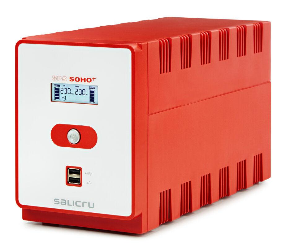 Alimentation sans interruption Salicru SPS 1200 SOHO+ IEC - UPS/UPS - 1200 VA - Line-interactive - Double chargeur USB - Type de prise IEC - Couleur rouge