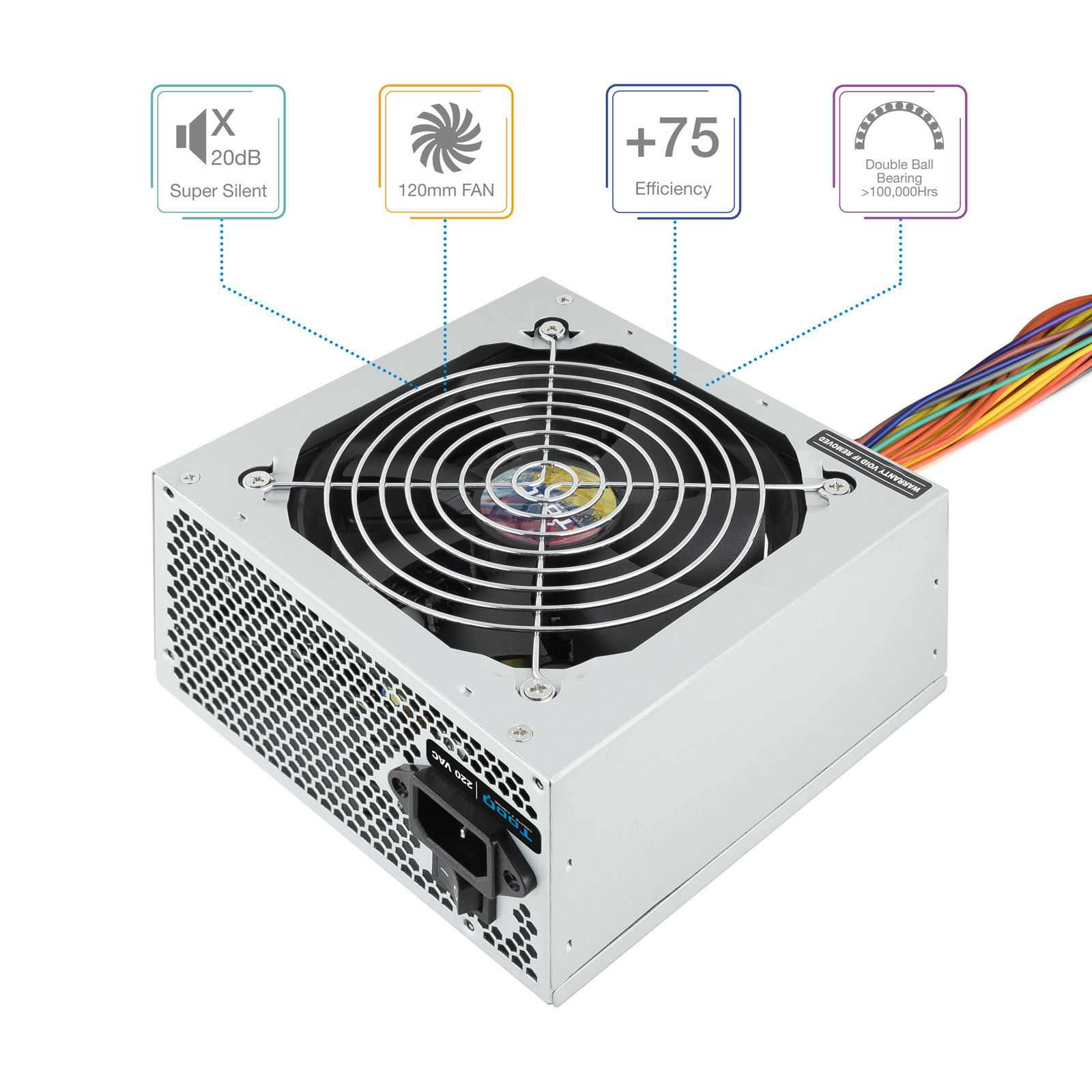 Alimentation Tooq 500W ATX avec PFC actif